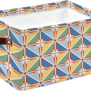 Blue Teal Yellow Plaid Storage Basket for Organizing Shelves, Collapsible Storage Bins Boxes with Handle, Modern Red Geometric Checkered Art Canvas Blue Teal Yellow Plaid Storage Basket for Organizing Shelves, Collapsible Storage Bins Boxes with Handle, Modern Red Geometric Checkered Art Canvas