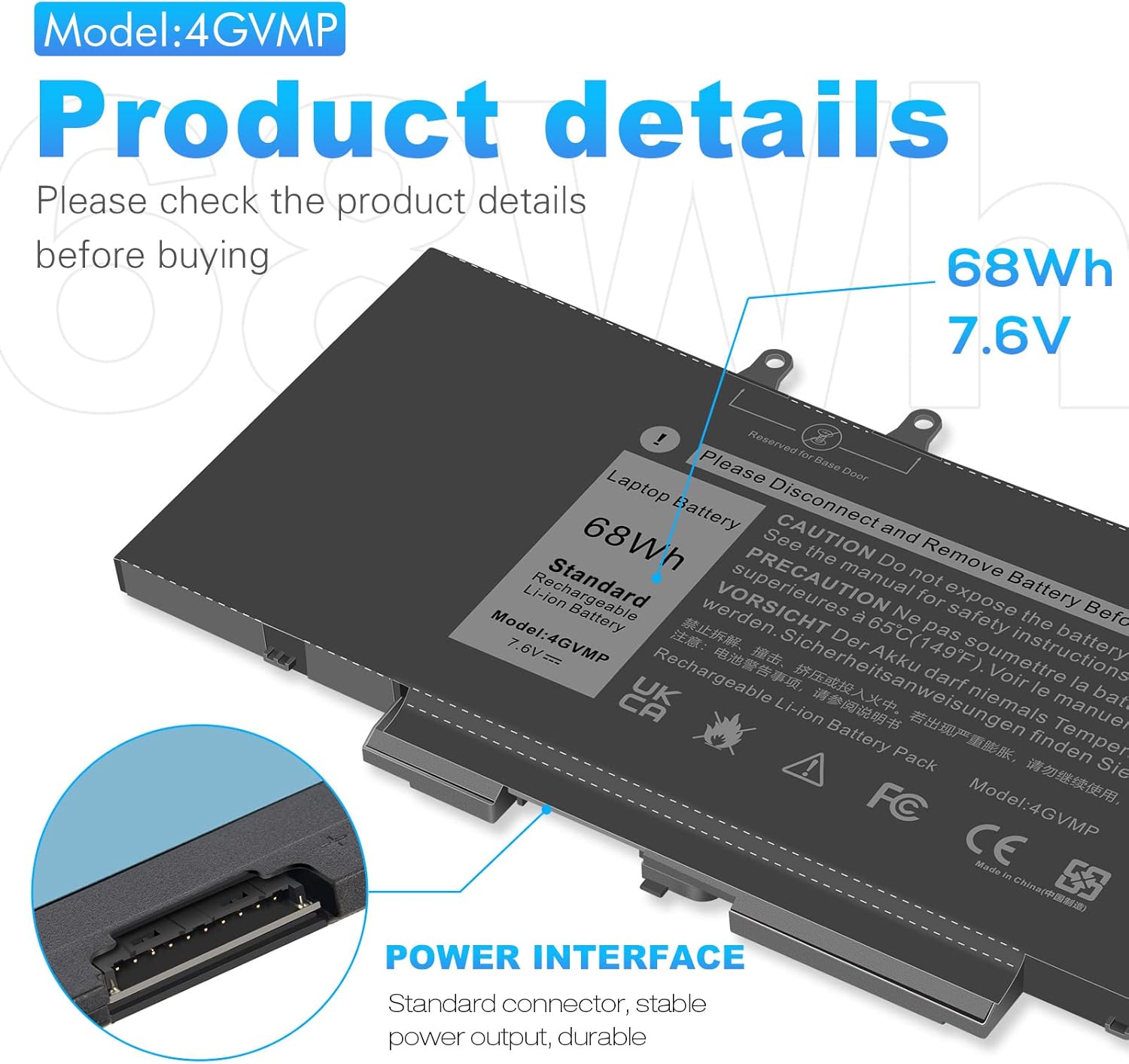 4GVMP – Batería para laptop Dell Latitude 5400 5410 5500 5510 Precision 3540 3550 759075917791 2 en 1, PN X77XY 1V1XF R8D7N RF7WM 9JRYT C5GV22 P84F