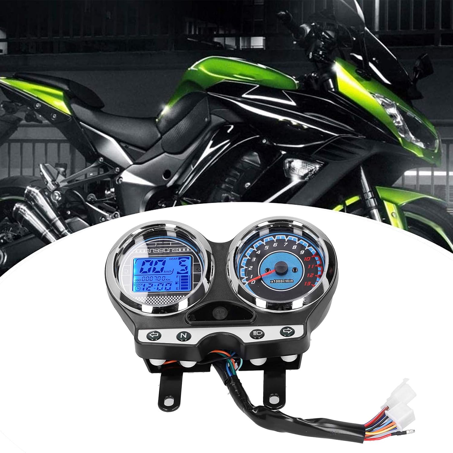 12V motocicleta LCD medidor velocímetro tacómetro engranaje kilometraje reemplazo para Suzuki EN125-3F EN150 12-16