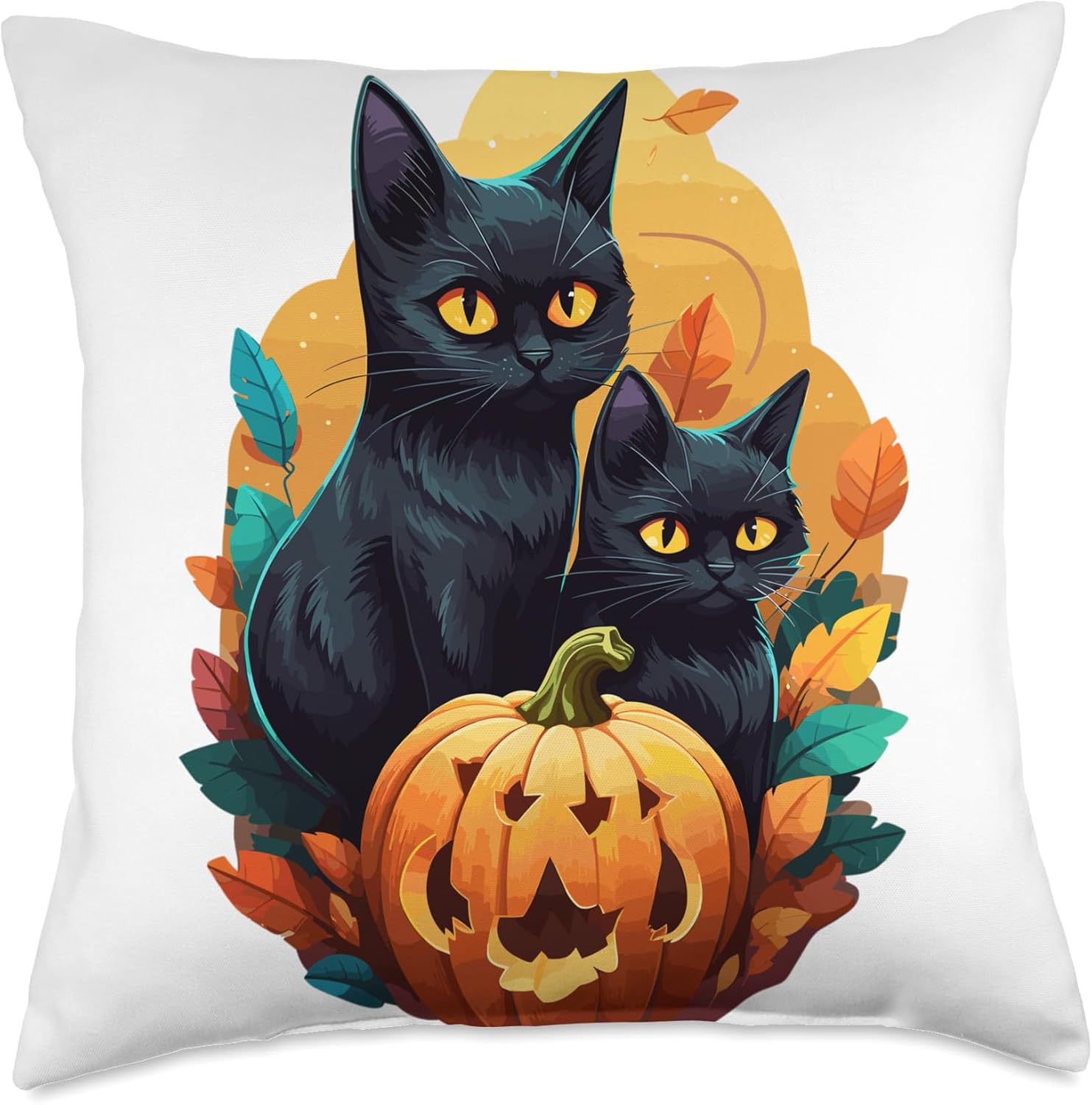 Helloween Cat Costume And Horror Costume Designs Halloween Costume Ladies Pumpkin Black Cat Throw Pillow, 18×18, Multicolor
