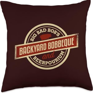 Barbecue Backyard BBQ Logo for Grillers Named Bob Throw Pillow, 18×18, Multicolor Barbecue Backyard BBQ Logo for Grillers Named Bob Throw Pillow, 18×18, Multicolor