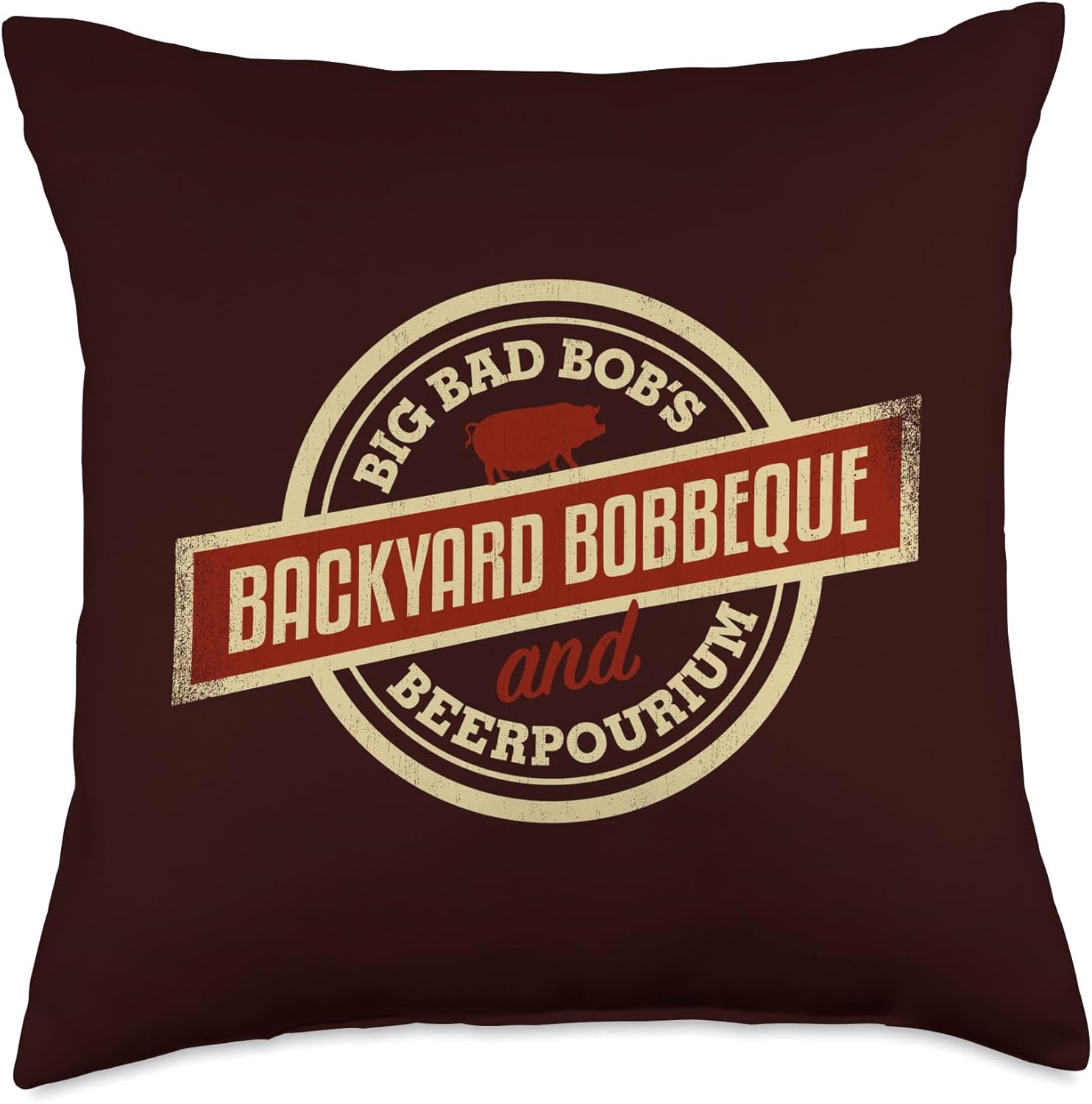 Barbecue Backyard BBQ Logo for Grillers Named Bob Throw Pillow, 18×18, Multicolor