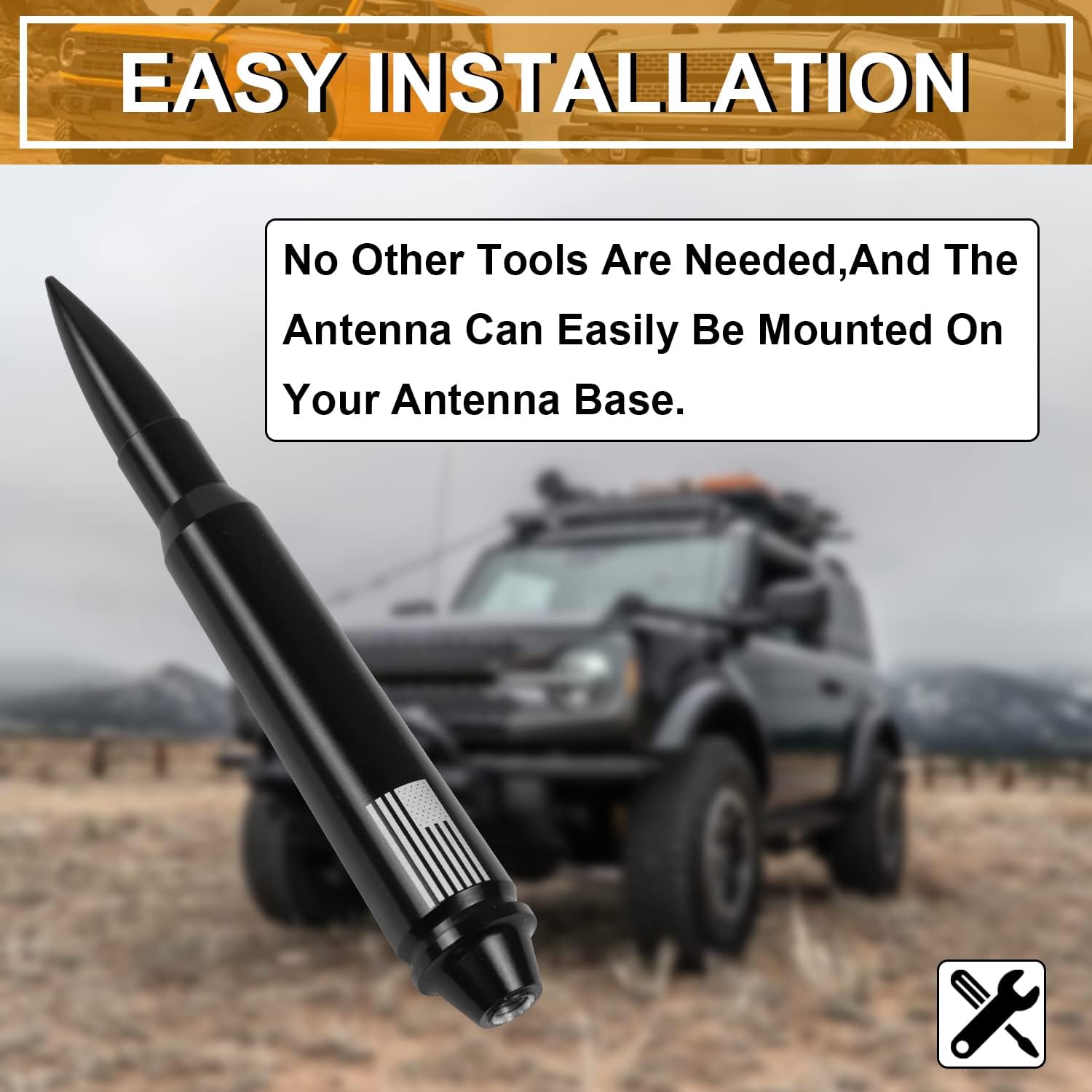 Reemplazo de antena de aluminio de calibre pesado compatible con Ford Bronco 2021 2022 2023 24 puertas accesorios de decoración exterior