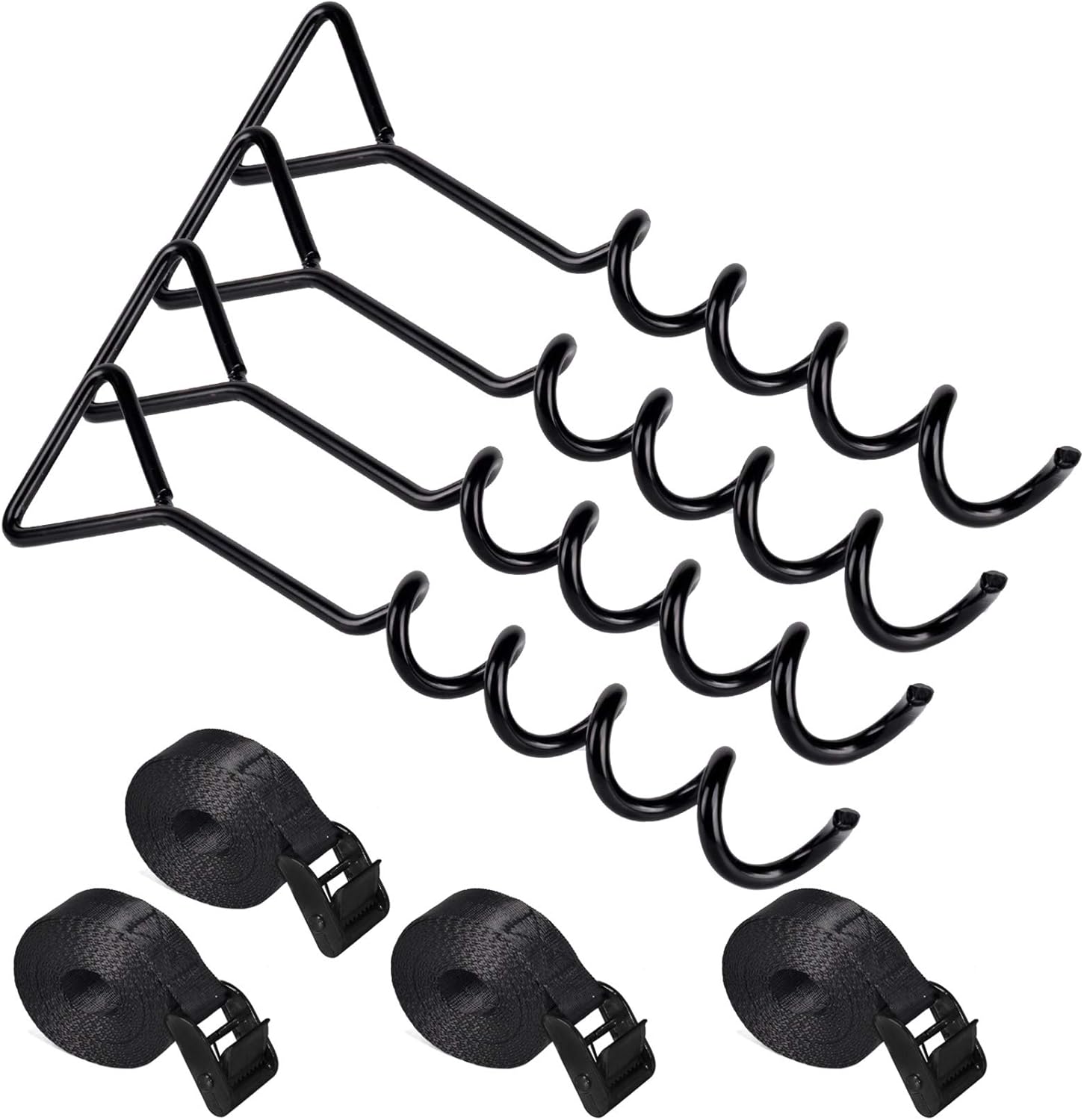 ZIZILAND Kit de anclaje para cama elástica, sistema de amarre resistente con estacas de anclaje en espiral para suelo, juego de anclajes de