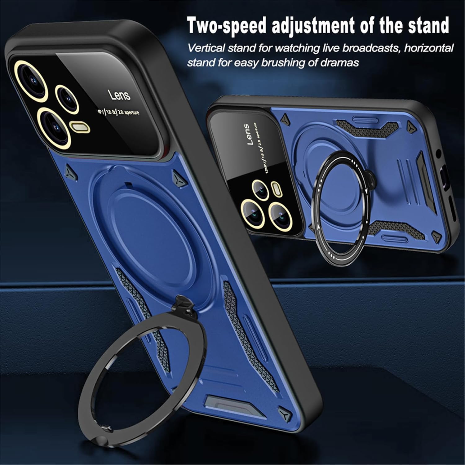 Ysnzaq Funda de lente de vidrio para Xiaomi Poco X5 ProRedmi Note 12 Pro 5G, cubierta de teléfono resistente a prueba de golpes con soporte de