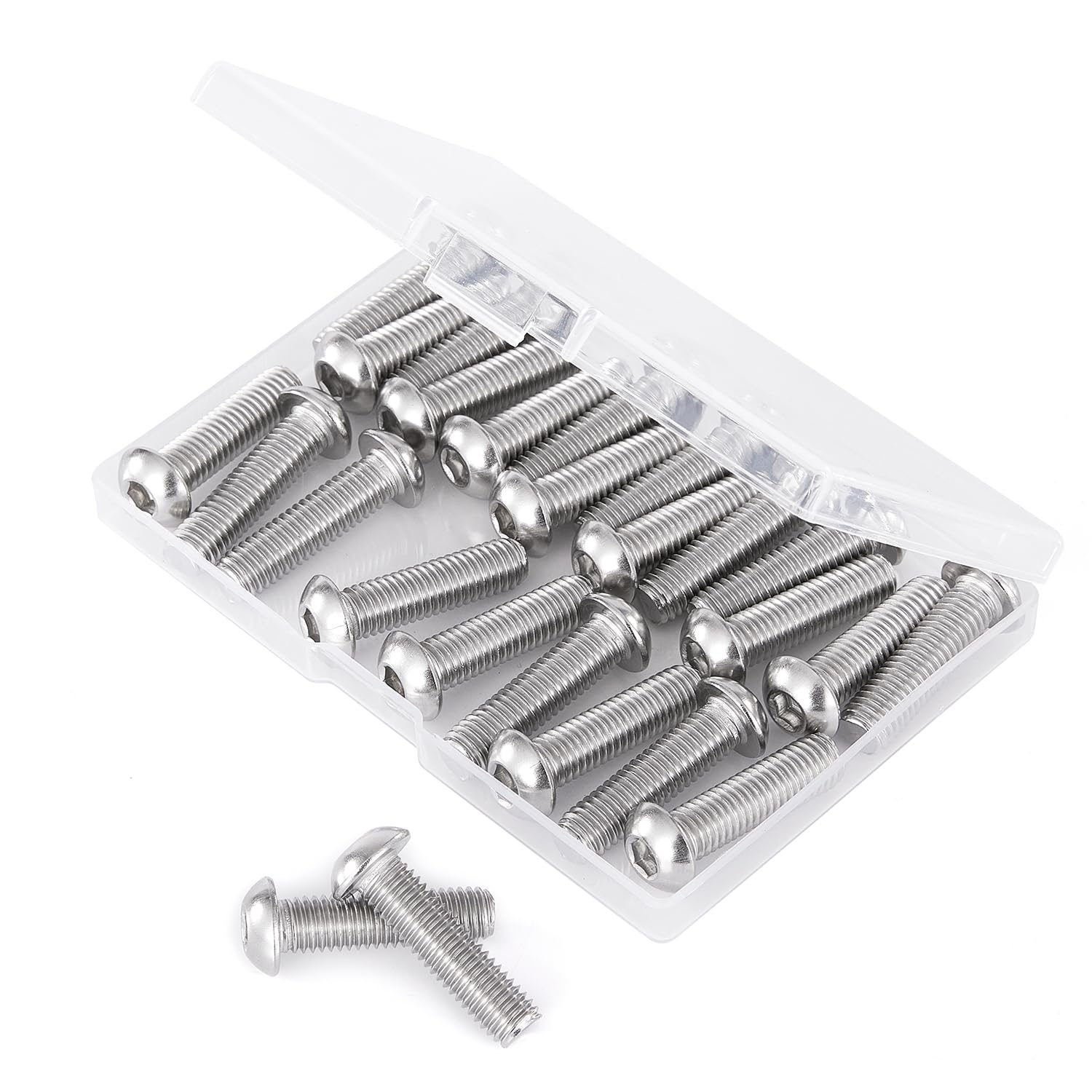 Tornillos de cabeza de botón M8-0.049 x 0.787 in, acero inoxidable 304, máquina métrica totalmente roscada, unidad hexagonal Allen, acabado