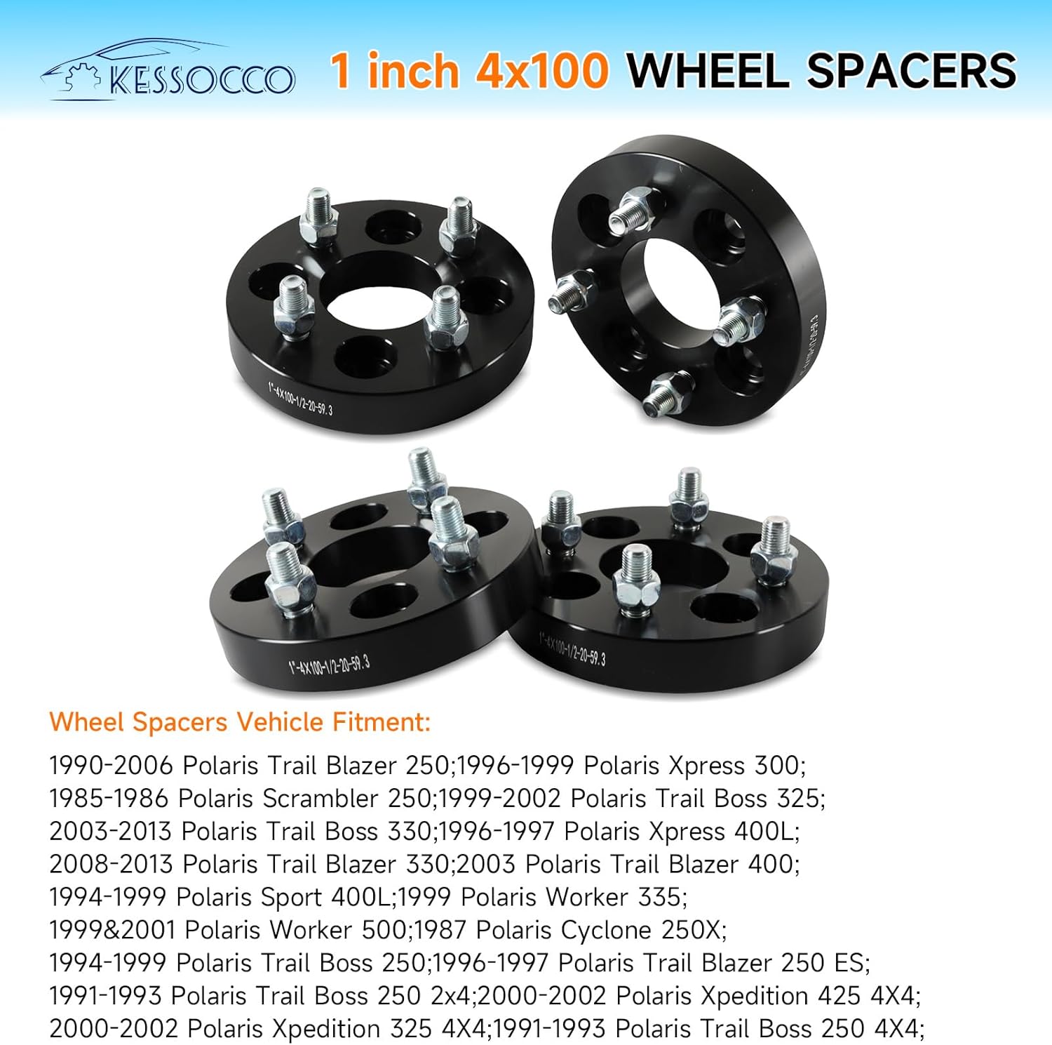 Kessocco 4 espaciadores de rueda forjados de 1 pulgada y 0.157 x 3.937 in, paso de rosca de 12 x 20 orificio del buje de 2.335 in, 4 lengüetas,