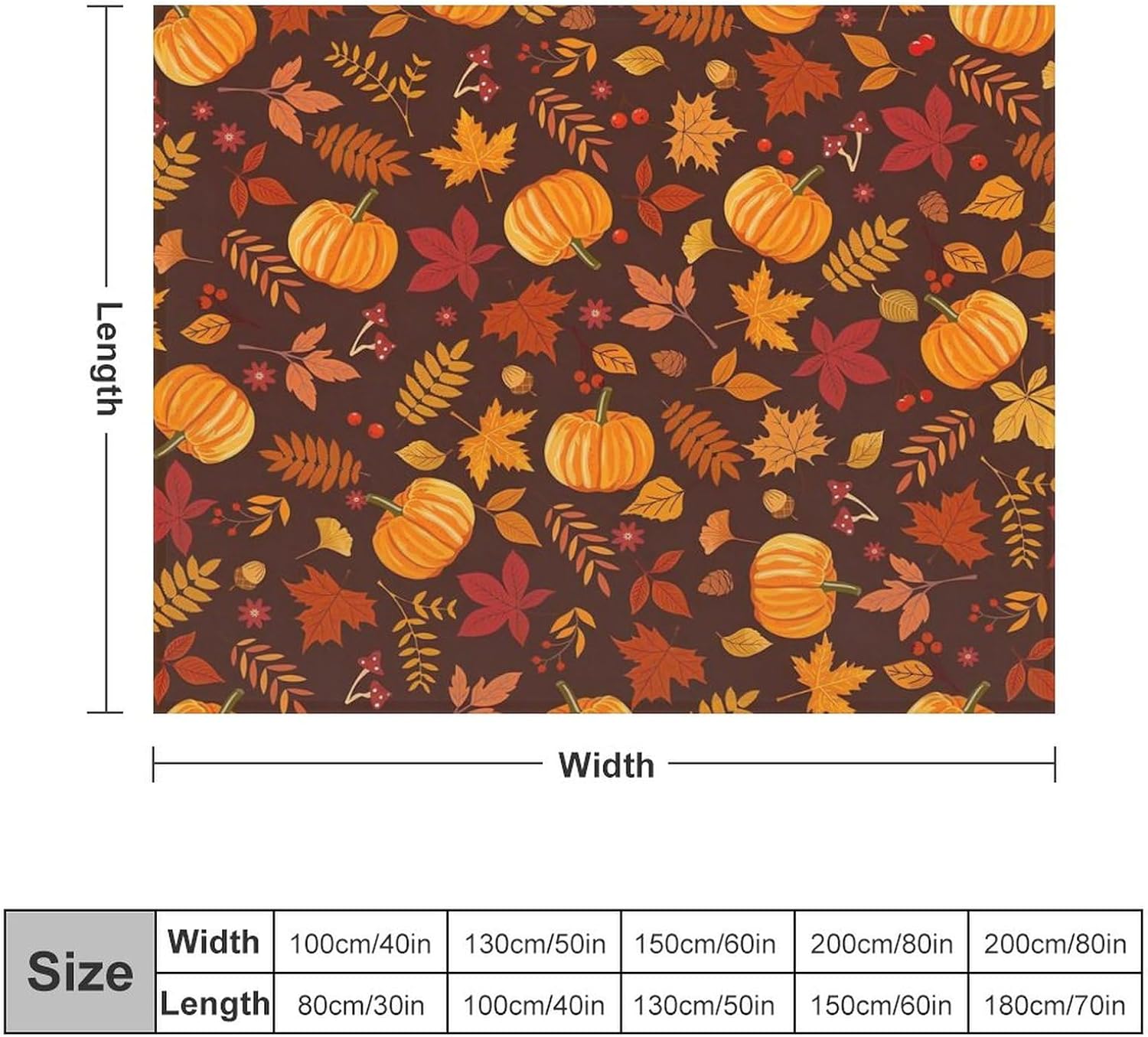 Manta suave de otoño con hojas de arce y calabaza, manta de franela para sala de estar, sofá, cama, silla, dormitorio, 50 x 60 pulgadas