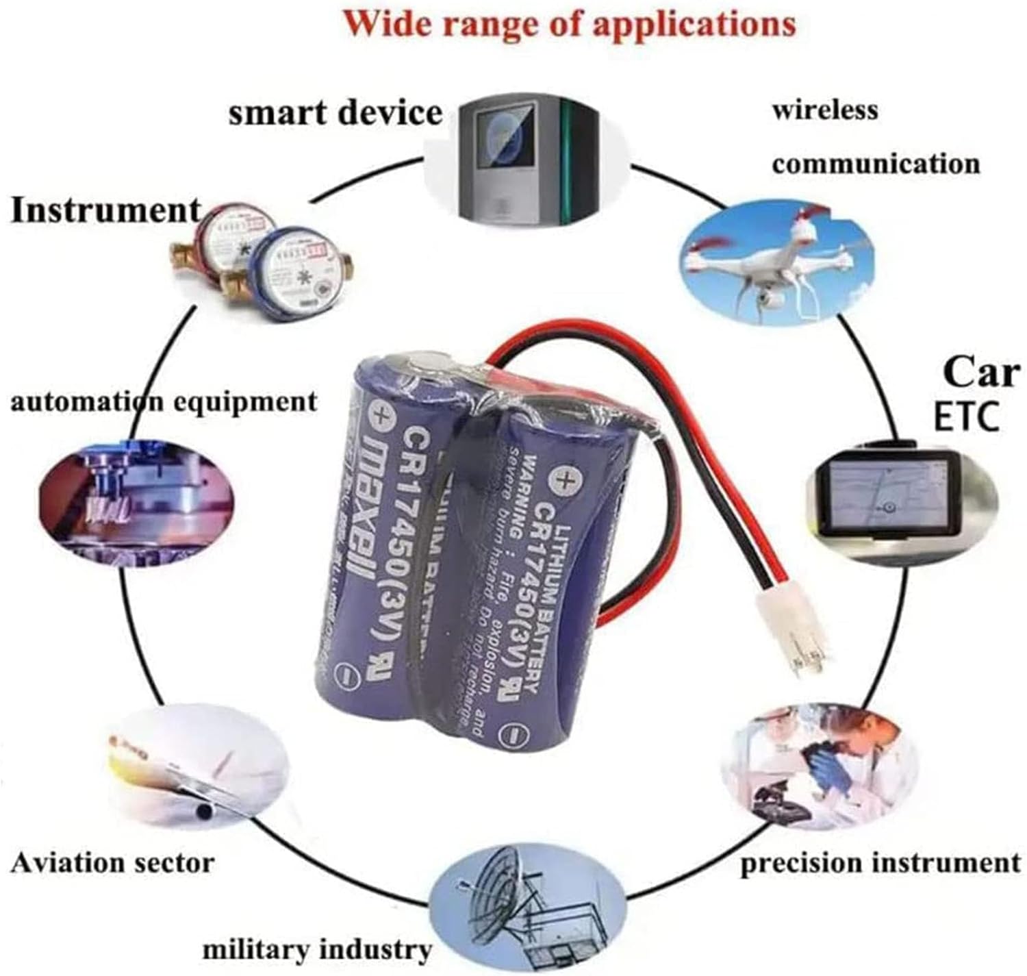 WELLVEUS10 PackCR17450-2WK27  D80UB016170 3V Battery, 2*CR17450 Battery Pack for Mazak 2CR17450 3V Battery