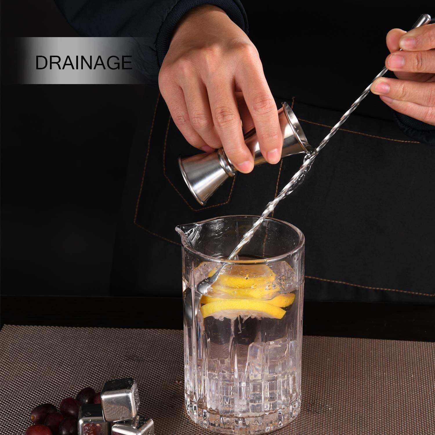Cuchara de barra de acero inoxidable, cuchara mezcladora para beber, cuchara de cóctel espiral de mango largo para tazas altas, agitadores de cóctel