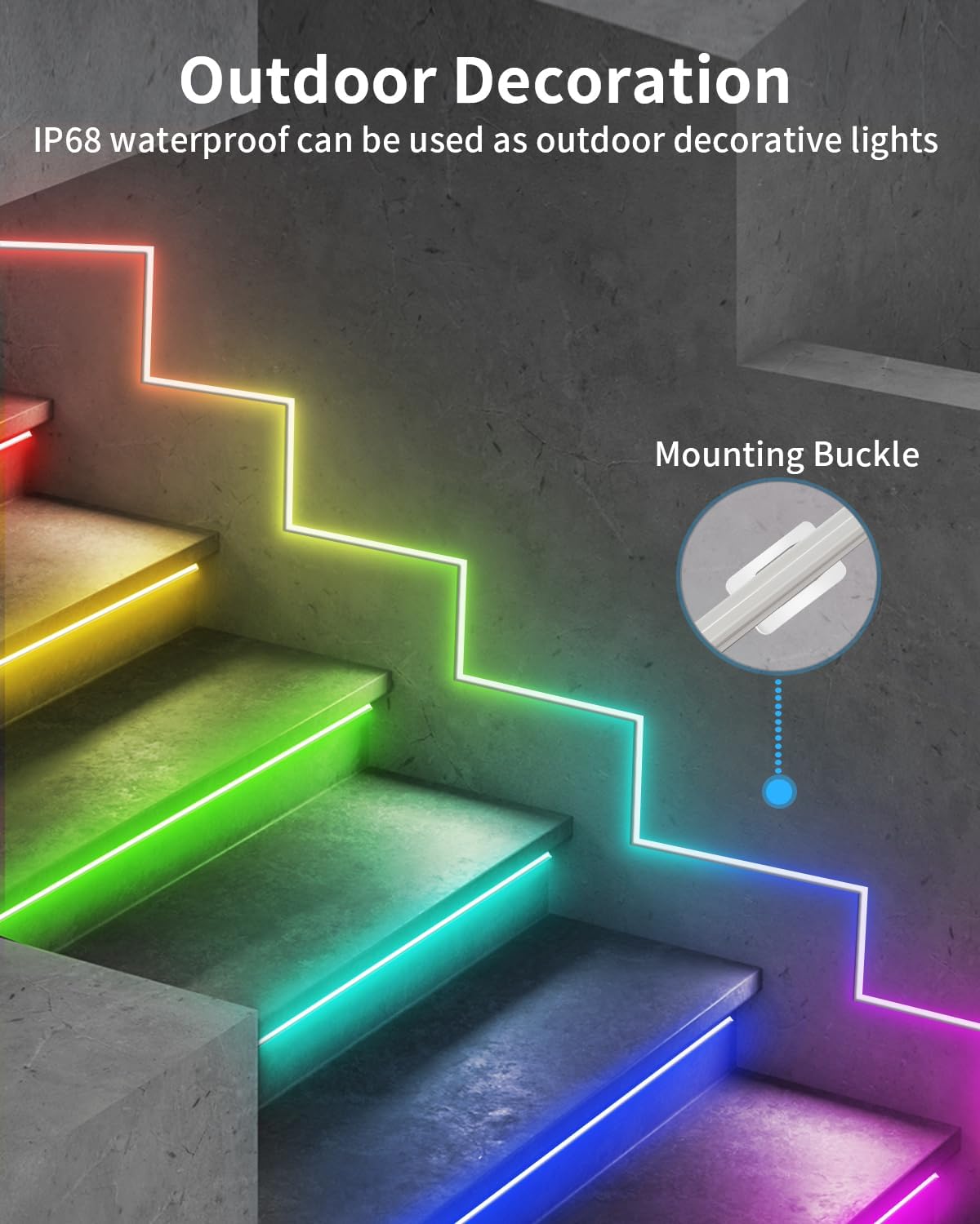 Cuerda de neón RGB de 33 pies, luces de neón flexibles impermeables IP68, tira de luces LED para dormitorio, decoración de habitación de niños para