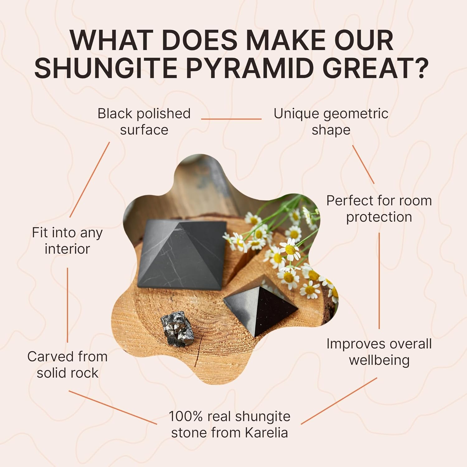 Karelian Heritage Pirámide de Shungite a granel  Protección de shungite de piedra negra sin pulir  Pirámide negra pequeña de 2 pulgadas (2.0 in)