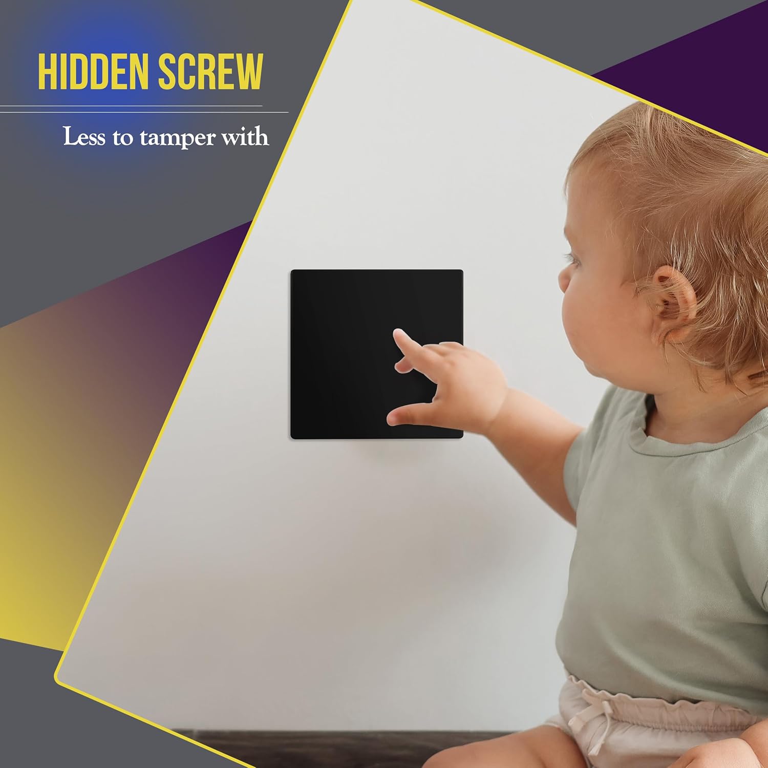 ENERLITES Placa de pared doble en blanco sin tornillos, segura para niños, cubierta de salida de dispositivo en blanco de dos bandas, tamaño