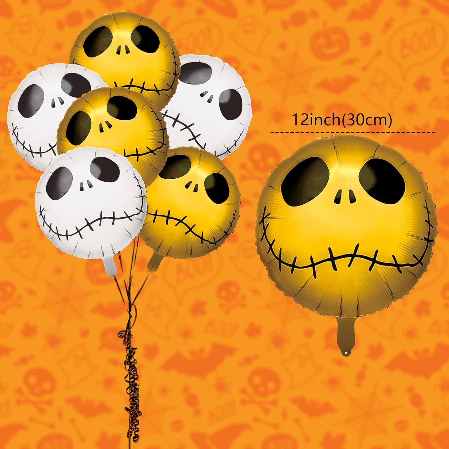 15 globos de esqueleto de Halloween, globos de papel de aluminio, globos de aluminio de Halloween, globo de calavera de Halloween