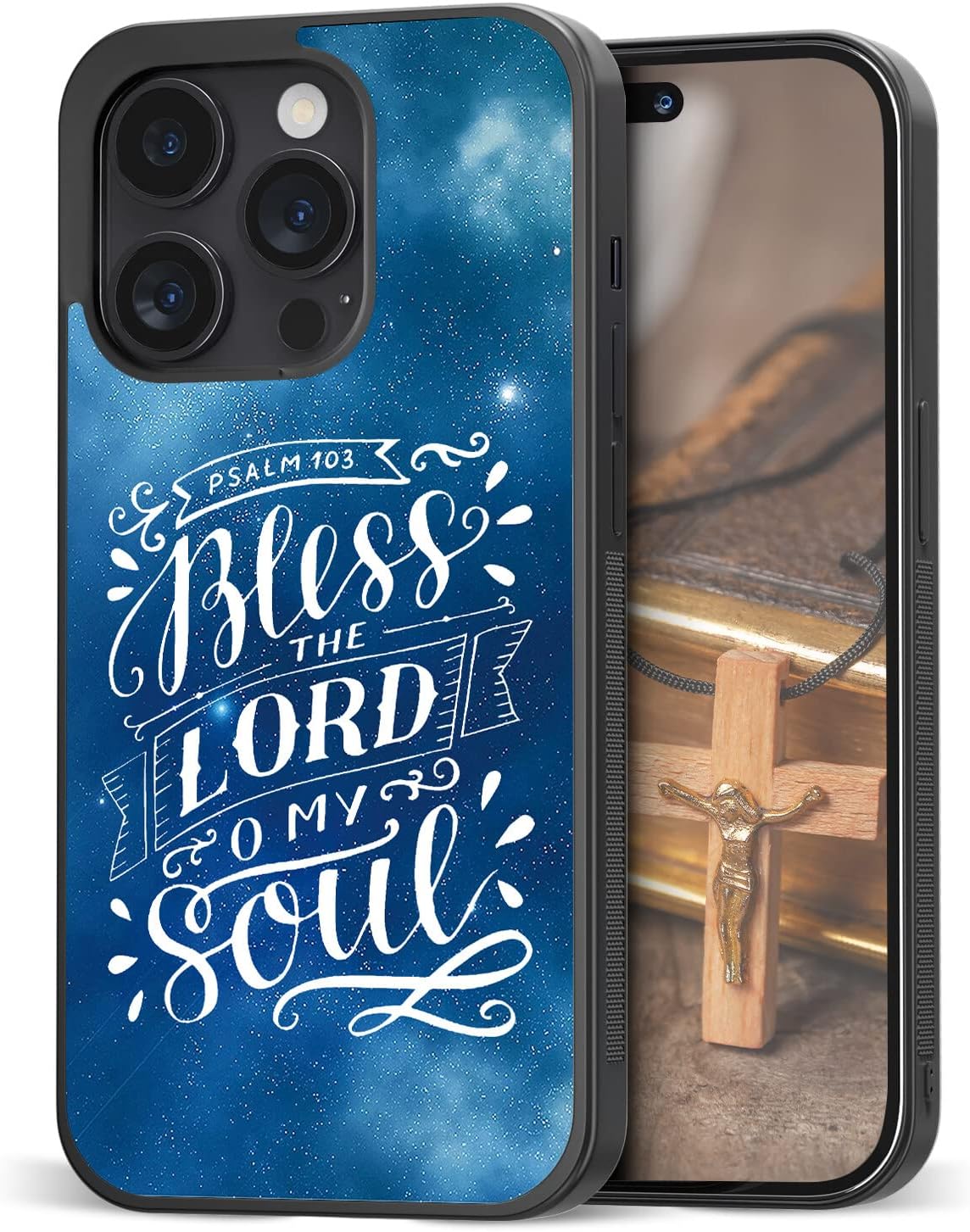 Fundas con versículos bíblicos con citas para teléfono, color azul bendiga a Dios, adecuadas para iPhone 11, 12, 13, 14 Pro Max Plus Mini X 7 8 SE,