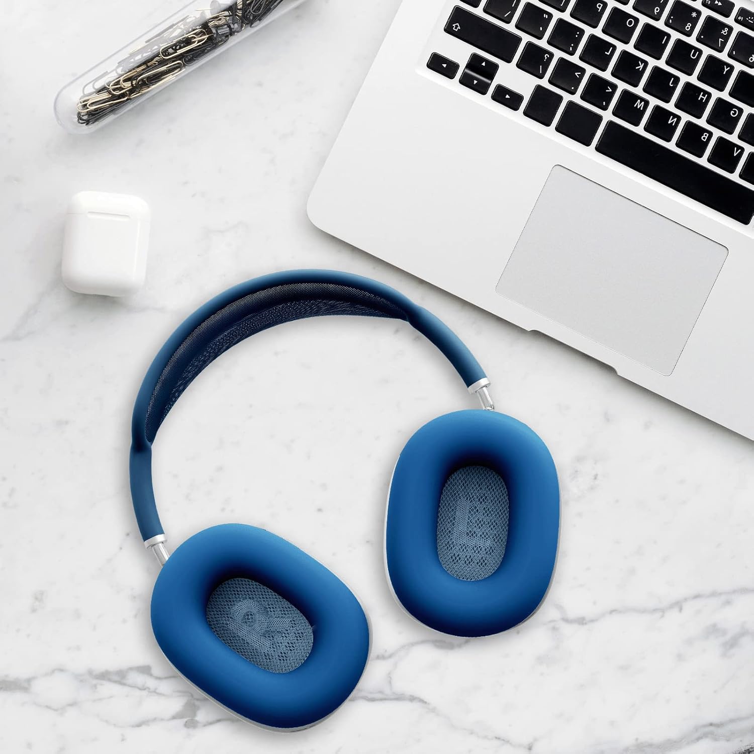 Tandoler Protector de silicona para audífonos AirPods Max, a prueba de sudor, fácil de lavar, resistente, color azul