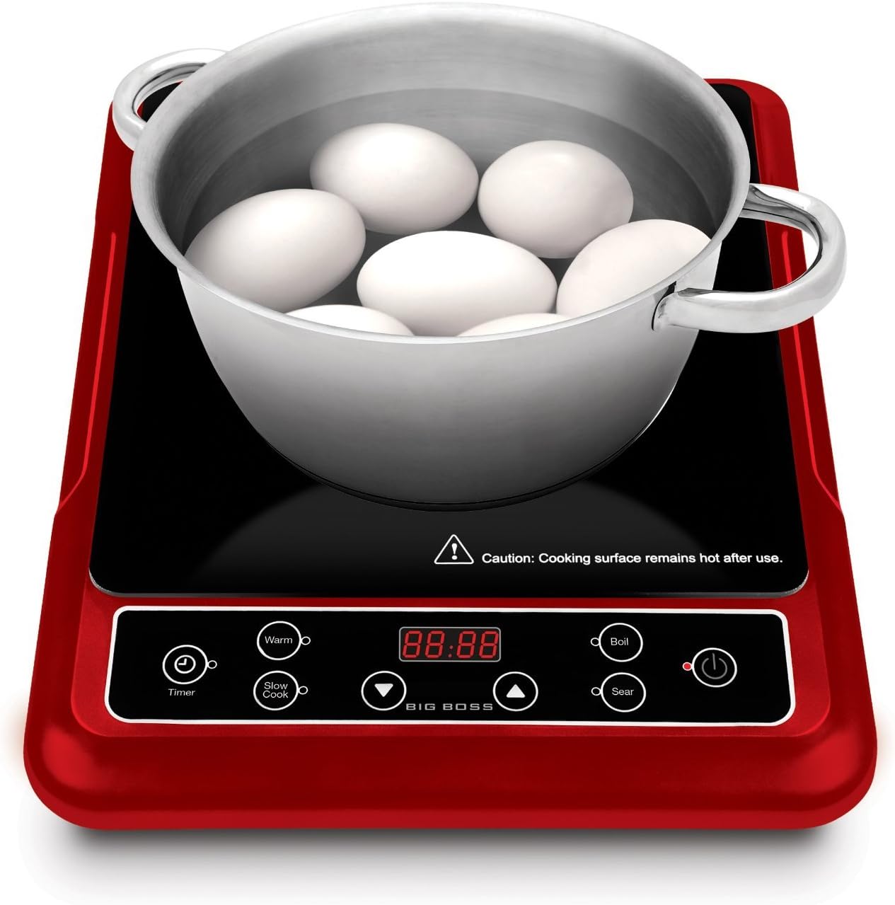 9148 Placa de cocción de inducción de 1300 vatios compatible con utensilios de cocina de inducción, color rojo