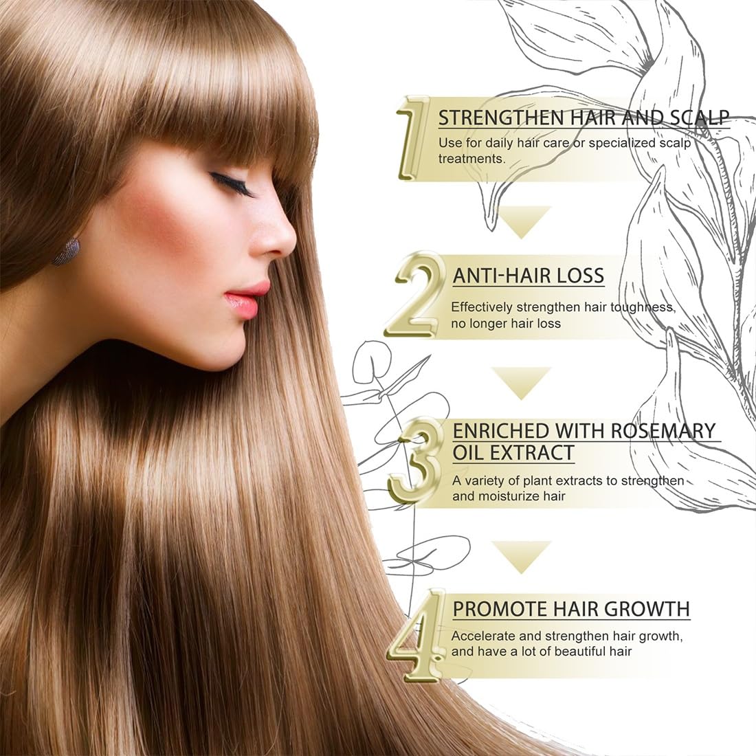 Tiworld – Aceite natural para el crecimiento del cabello, aceite natural vegano para el crecimiento del cabello, aceite de romero orgánico para el
