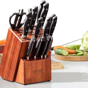 VEVOR Bloque de almacenamiento de cuchillos, 25 ranuras de madera de acacia, soportes universales para cuchillos sin cuchillos, organizador de VEVOR Bloque de almacenamiento de cuchillos, 25 ranuras de madera de acacia, soportes universales para cuchillos sin cuchillos, organizador de