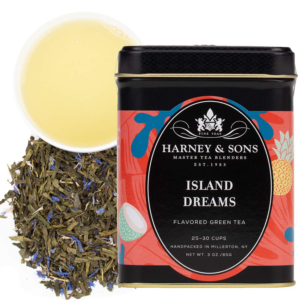 Harney & Sons Island Dreams  Té verde de hoja suelta de 3 onzas con coco