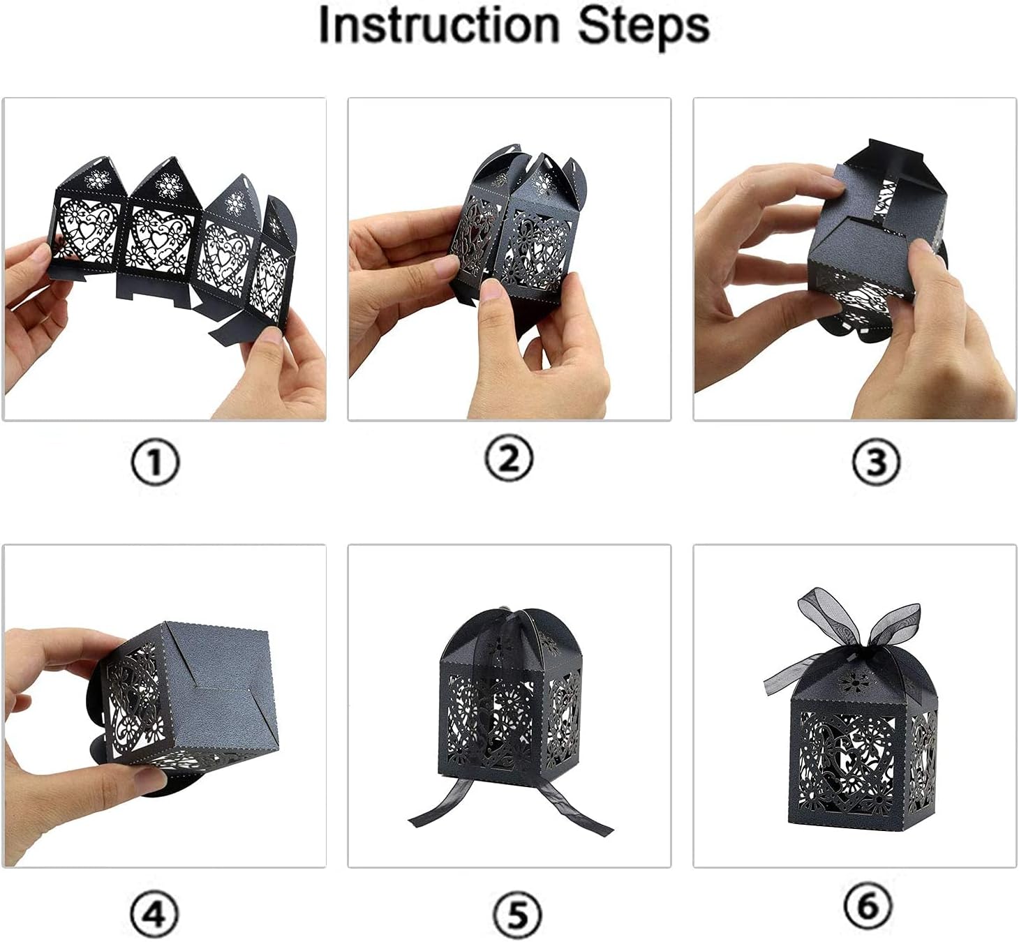 COTOPHER Cajas cortadas con láser, 60 unidades, cajas de regalo de agradecimiento, cajas de regalo de boda, cajas de dulces de encaje para bodas,