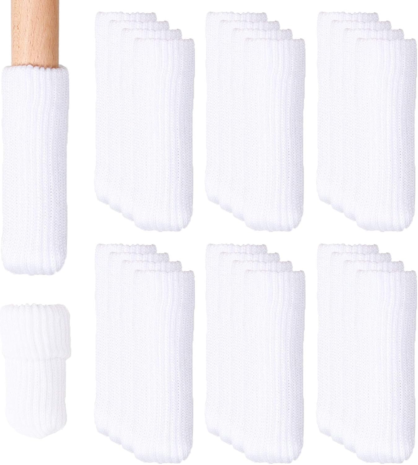 Hazeland – Protectores de patas de silla de punto de alta elasticidad para suelos de madera dura, 24 unidades, antideslizantes, sin arañazos,