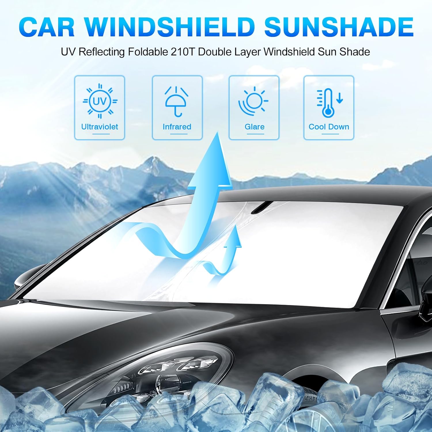 KUST Parasol para parabrisas de ajuste personalizado para Porsche Panamera Sedan 2017-2024, accesorios para parasol, protector de parasol plegable,