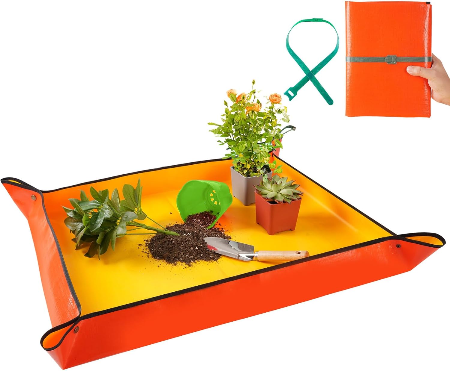 Tapete grande para trasplante de plantas de interior, bandeja portátil para macetas, impermeable, regalo de jardinería para amantes de las plantas
