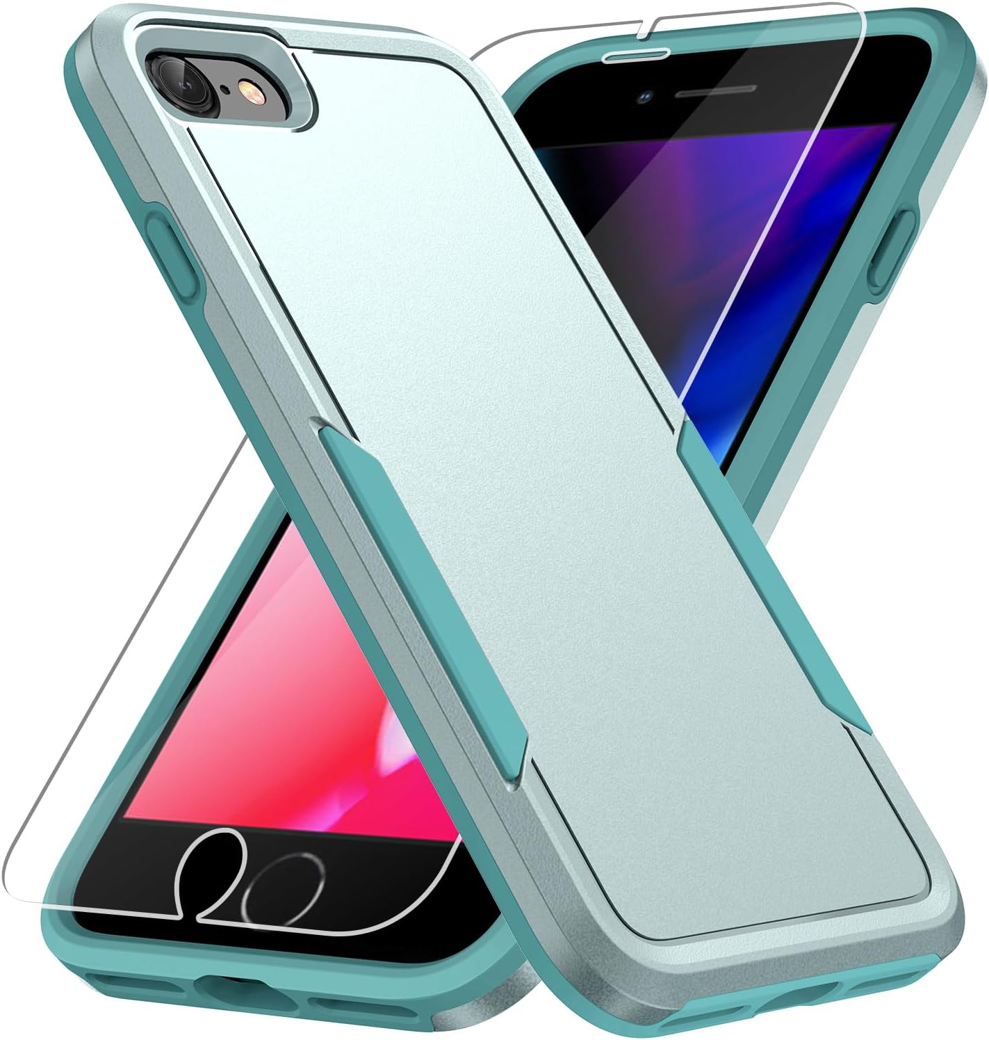 Funda para iPhone SE 20222020SE3iPhone 78 con protector de pantalla, prueba de caídas de grado militar, resistente, resistente, a prueba de golpes,