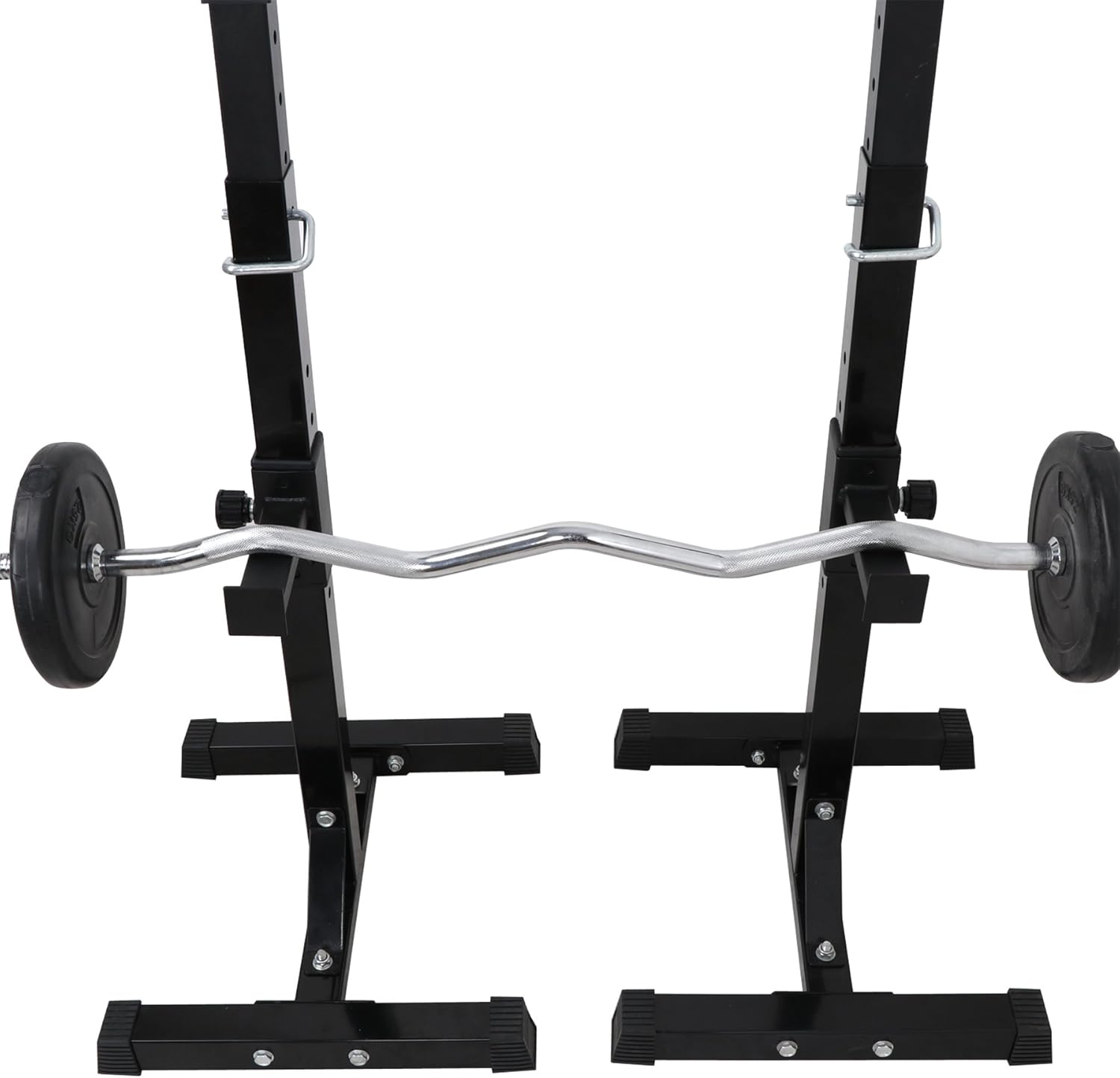 F2C Par de soportes de prensa de acero robusto y tamaño ajustable para levantamiento de peso libre en cuclillas para gimnasio. Soporte portátil de
