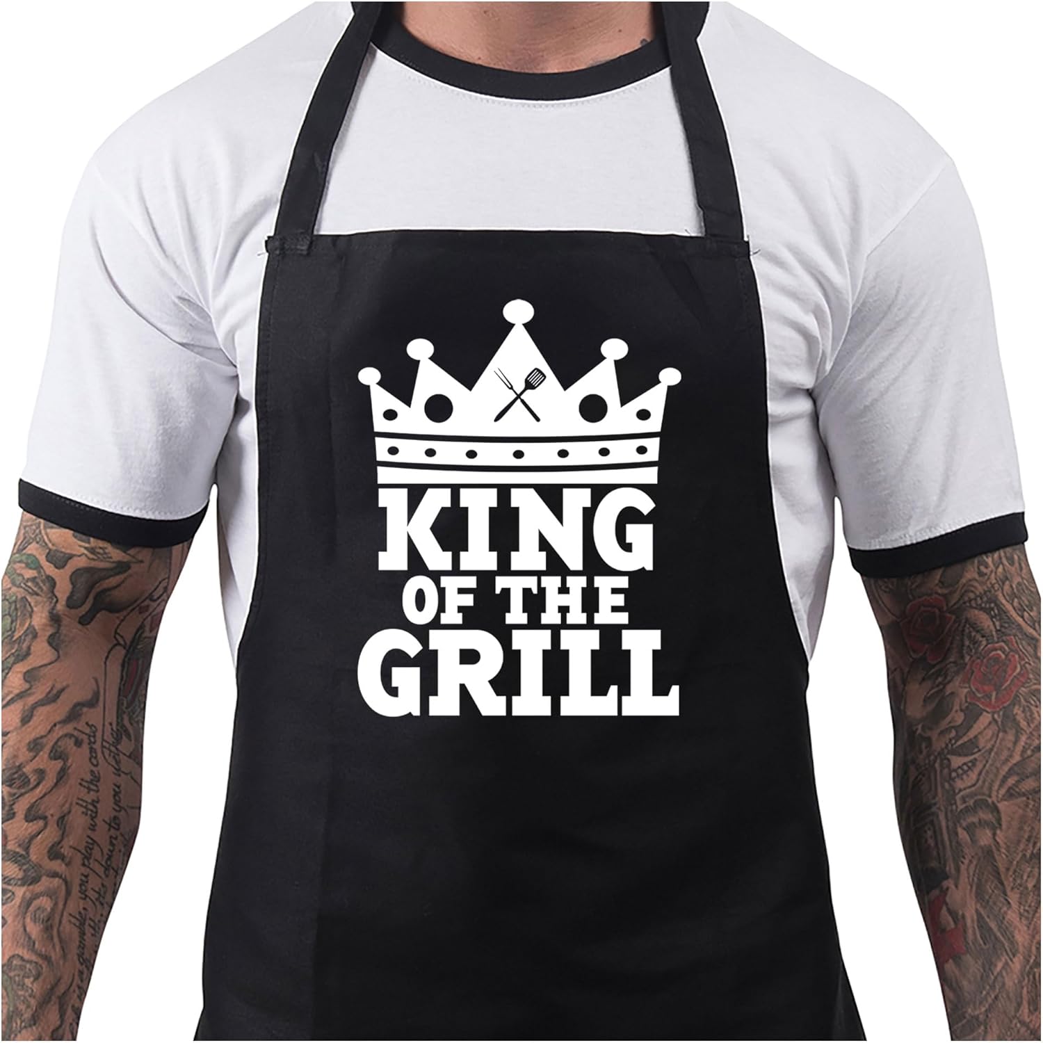 Delantales personalizados para barbacoa para hombres, divertido delantal de cocina para barbacoa en algodón negro, ajustable con 2 bolsillos, tamaño