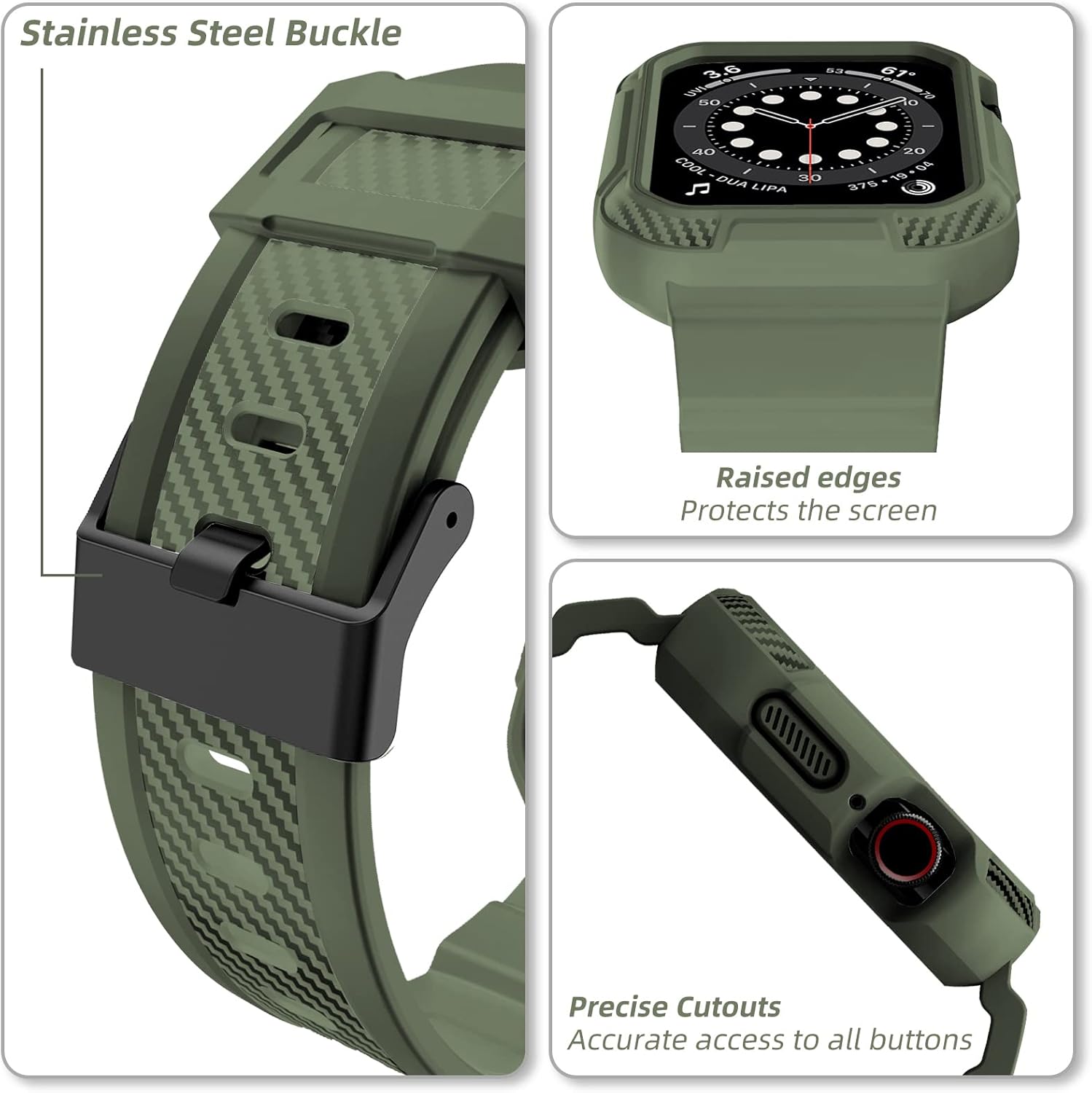 Orobay compatible con Apple Watch Band de 45 mm, 44 mm, 42 mm, correa resistente a los golpes para iWatch SE Series 7 6 5 4 3 2 1 45 mm, 44 mm, 42