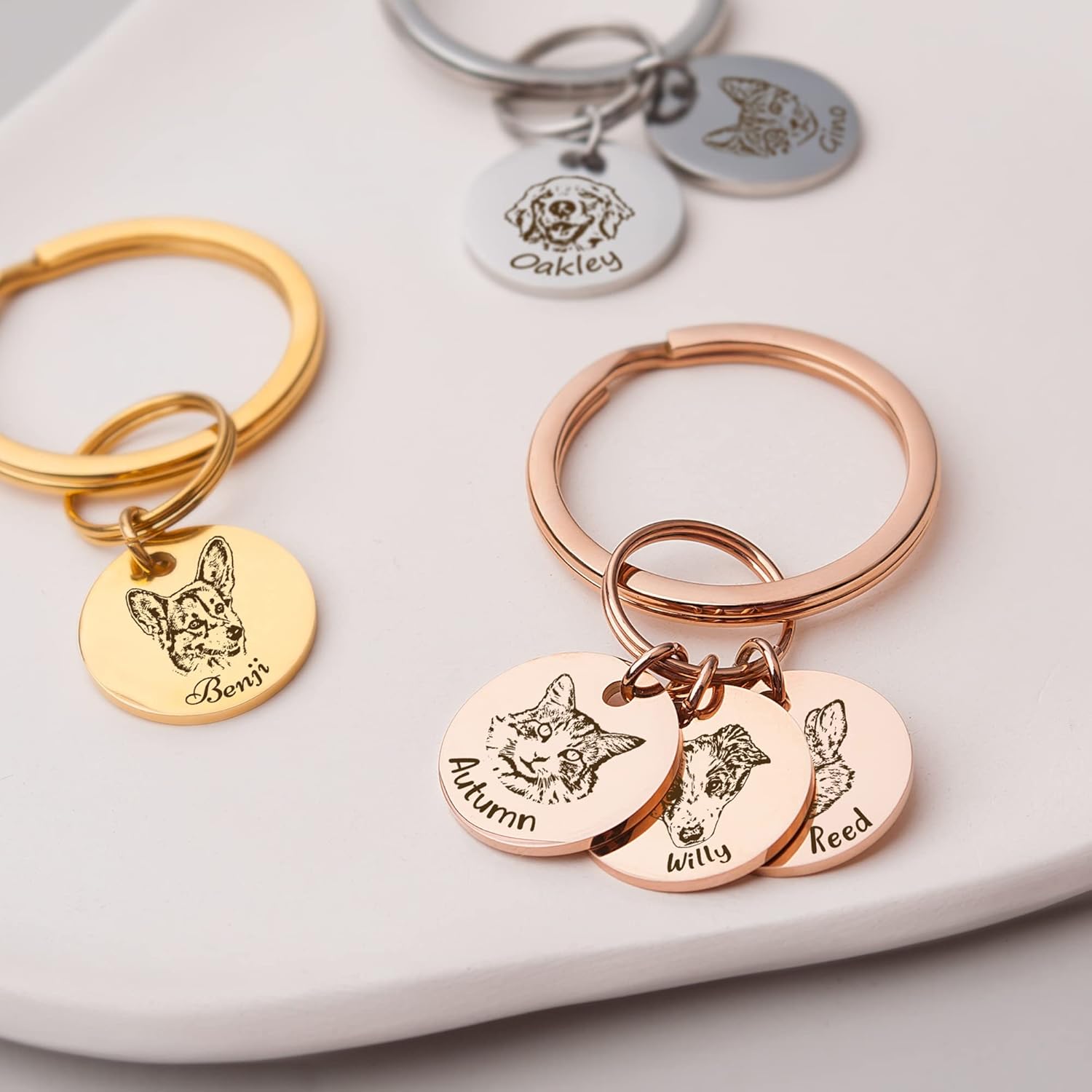 Anavia Llavero personalizado para retrato de mascota, foto personalizada de mascota hecha a mano grabada, gato, perro, recuerdo conmemorativo,