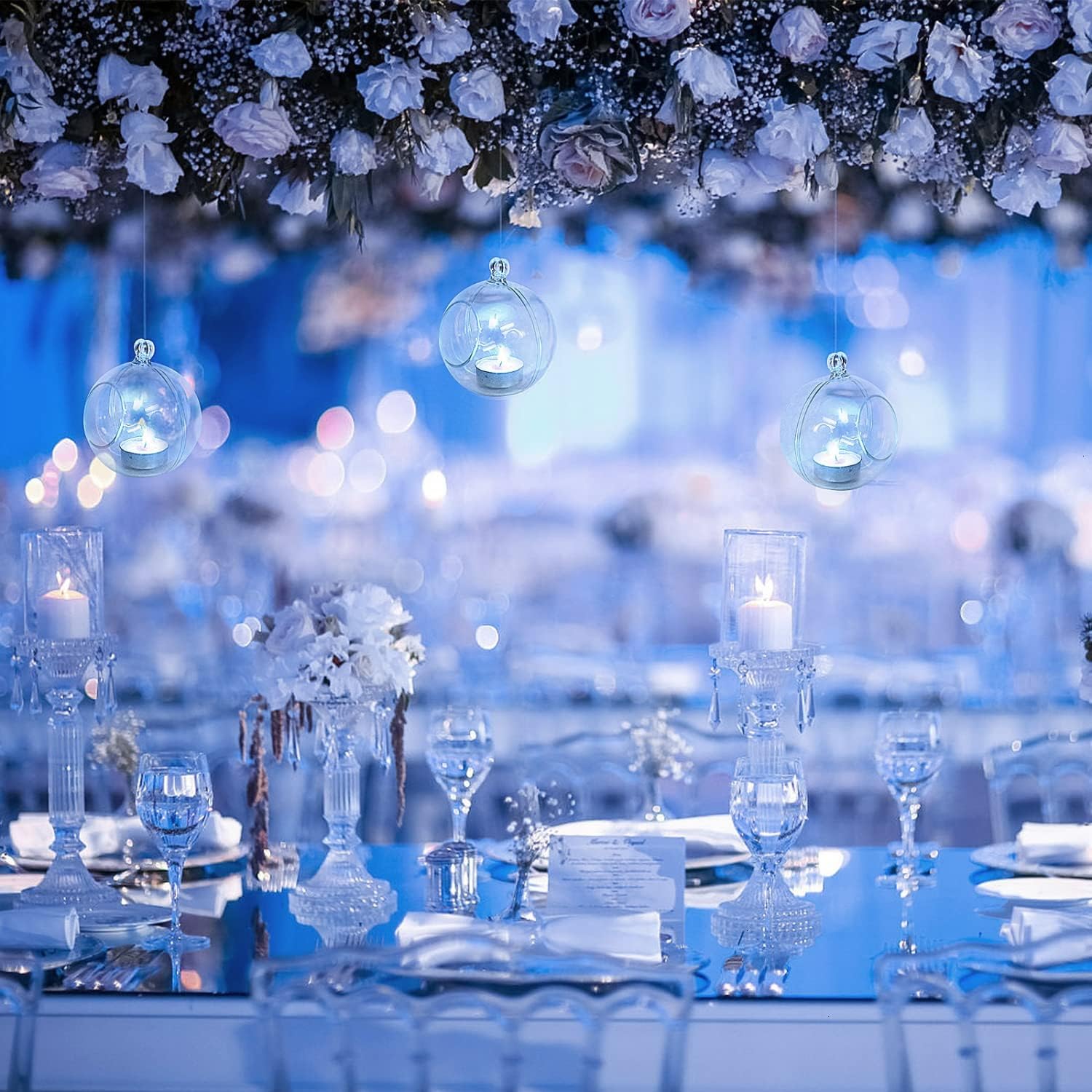 Pomeat 30 portavelas colgantes de plástico transparente para terrario, luces de té, portavelas para plantas, bodas, fiestas de Navidad, decoración
