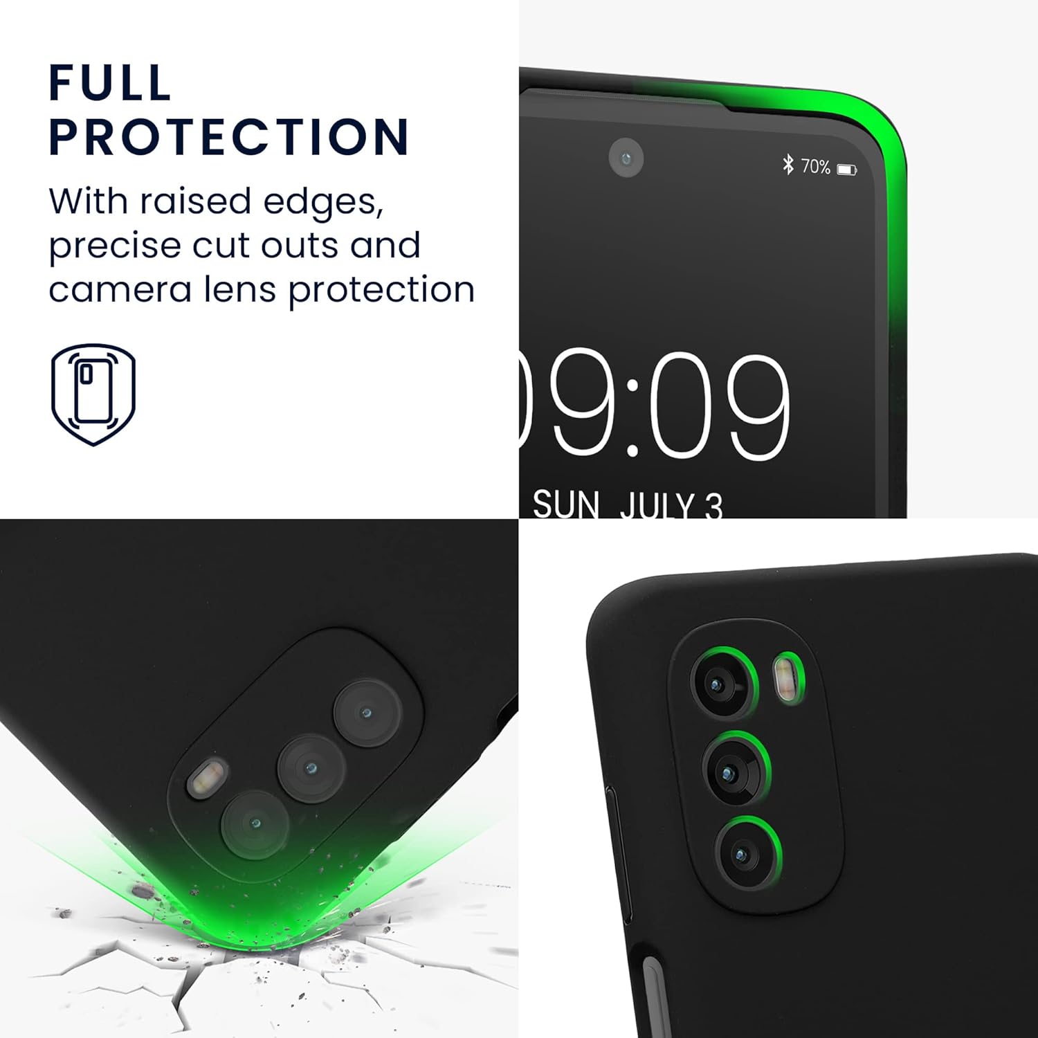 kwmobile Funda compatible con Motorola Moto G62 5G – Funda delgada de silicona TPU – Acabado suave al tacto – Negro