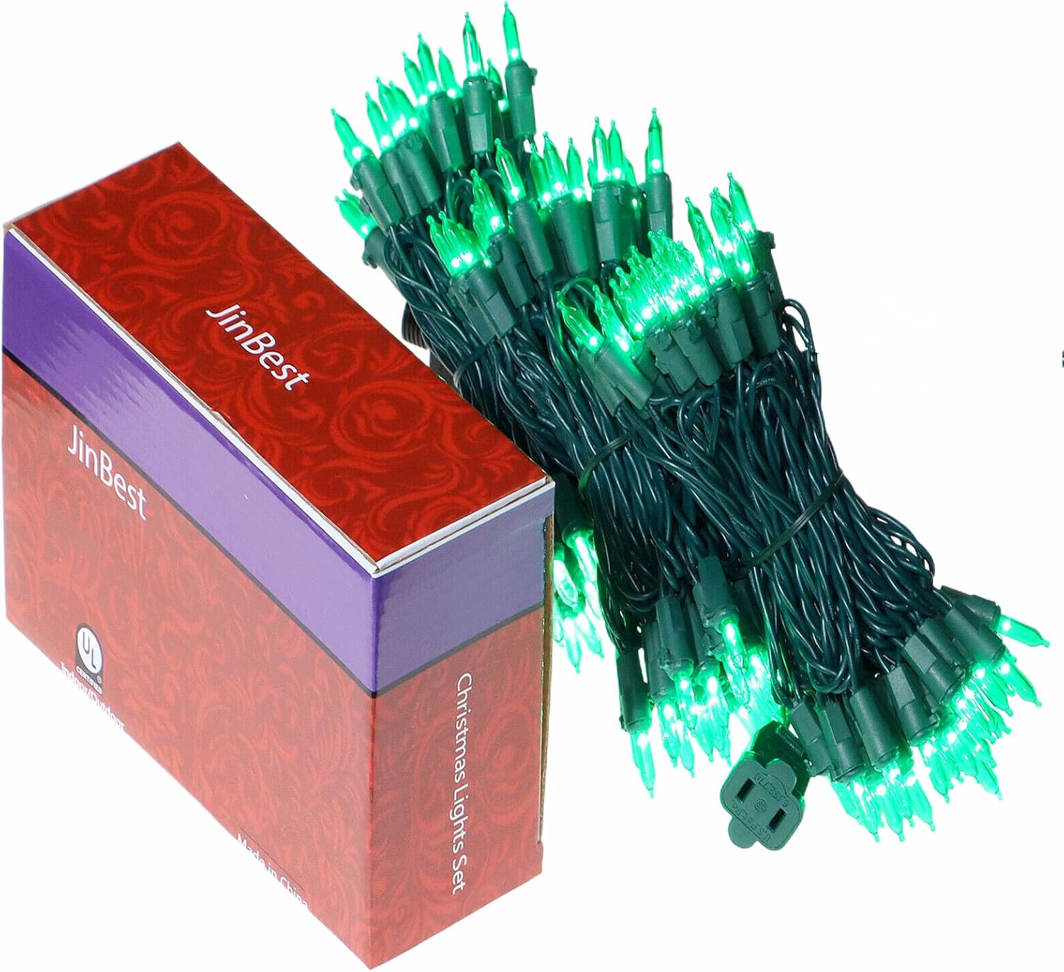 150luces verdes de Navidad, tira de luces con cable verde de 50pies, con certificación UL, juego de mini luces de calidad comercial, para fiestas en