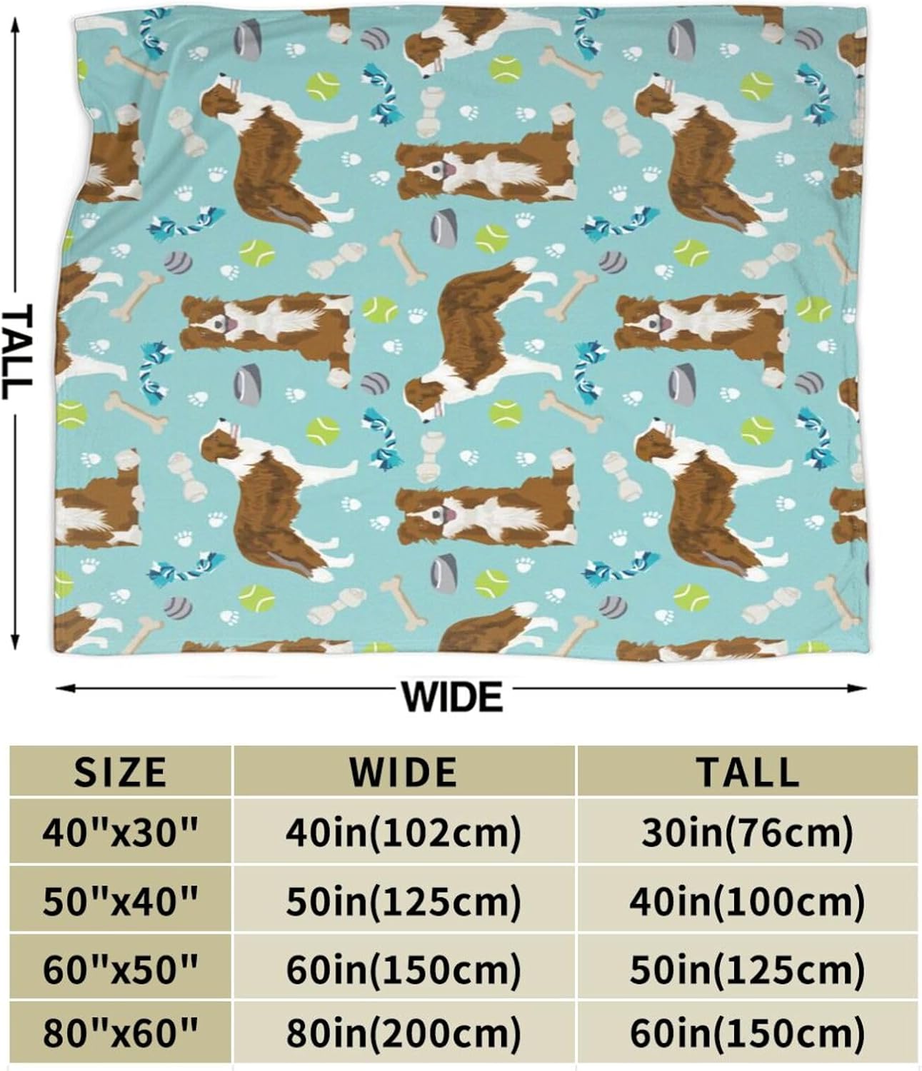 Xoeiran Manta de franela de felpa de vellón, lindo perro y juguetes de Border Collie y juguetes ligeros y reclinables, ropa de cama con aire