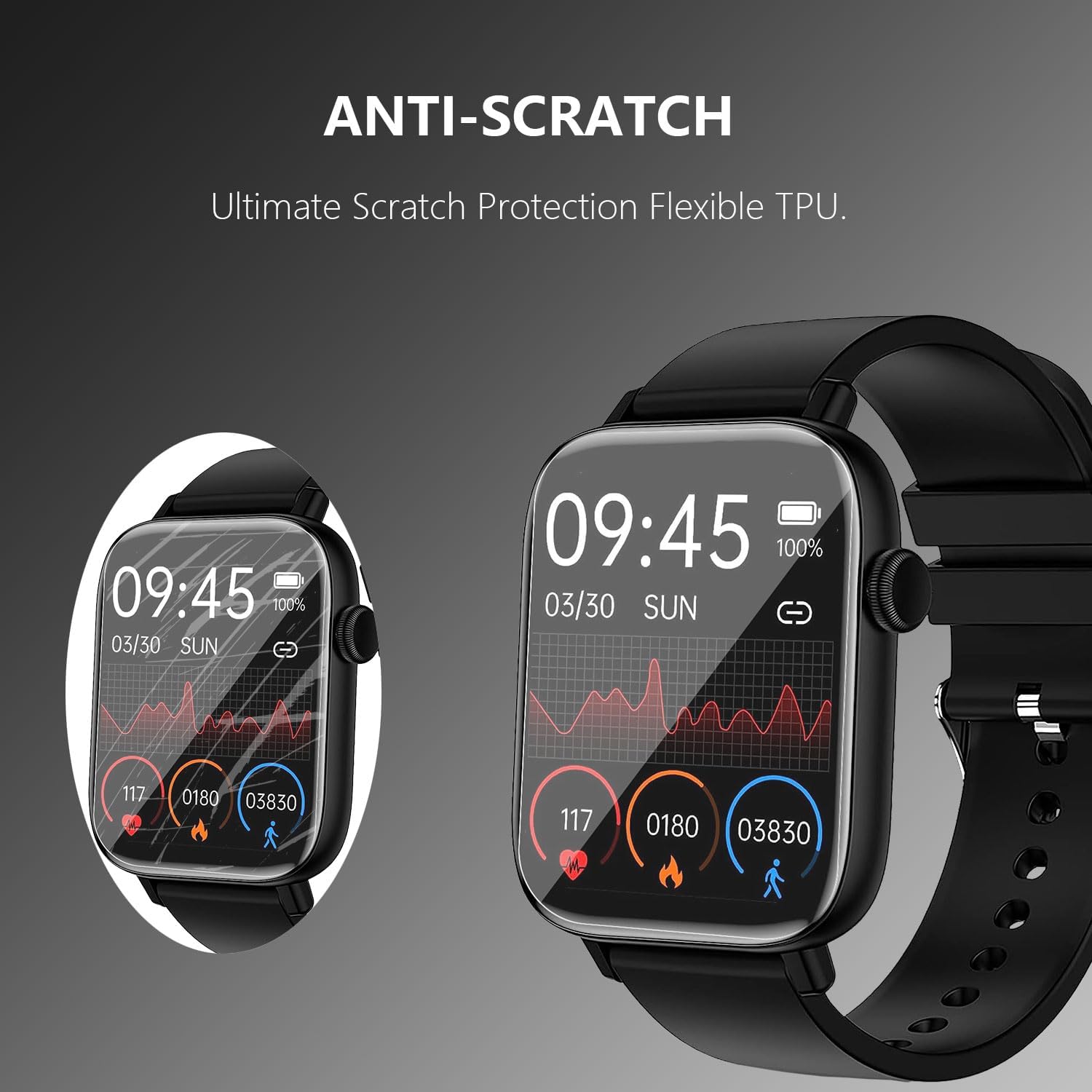 Msvueioe Paquete de 8 protectores de pantalla para reloj inteligente de 1.9 pulgadas, película protectora de TPU suave para PJYUBVOR, LOJUSIMEH,