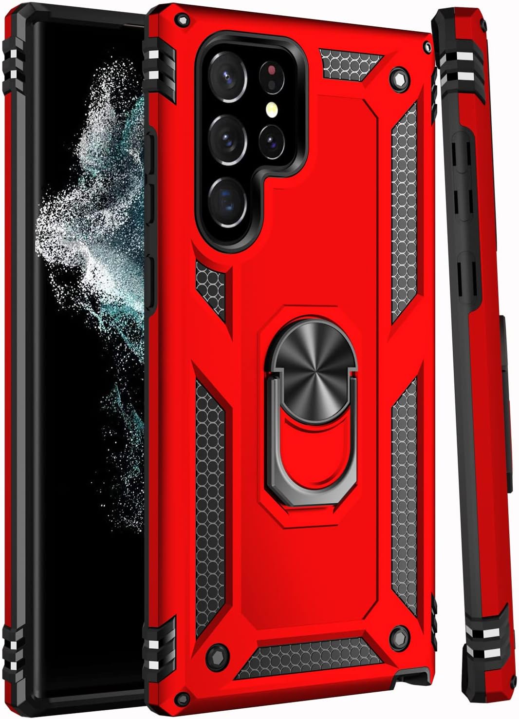 IKAZZ Funda protectora para Galaxy S22 Ultra, de grado militar, a prueba de golpes, resistente, pasa una prueba de caída de 16 pies con soporte