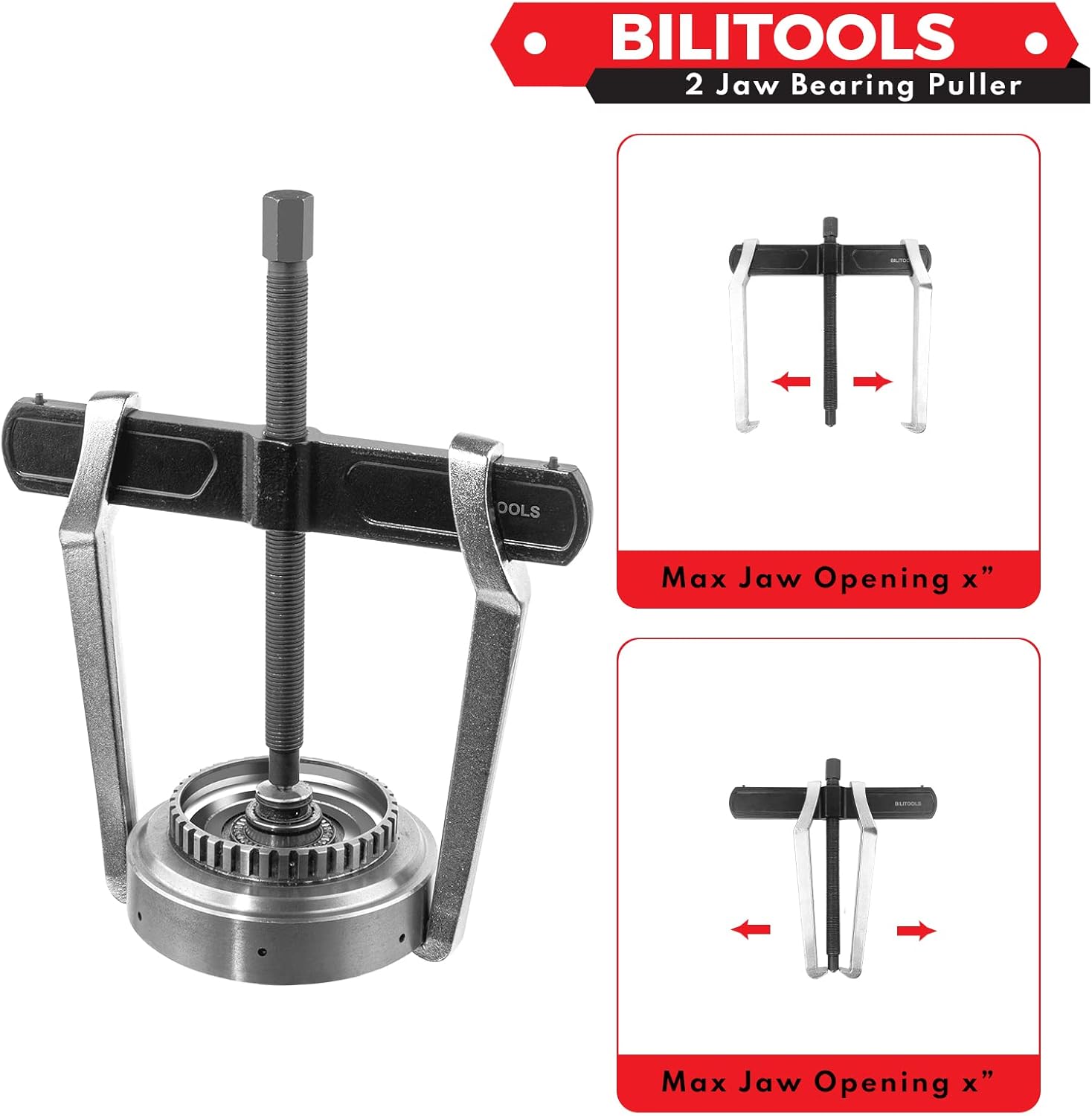 BILITOOLS Extractor de engranajes de 2 mordazas de 3 “, externo interno para la extracción de poleas Volantes rodamientos y engranajes