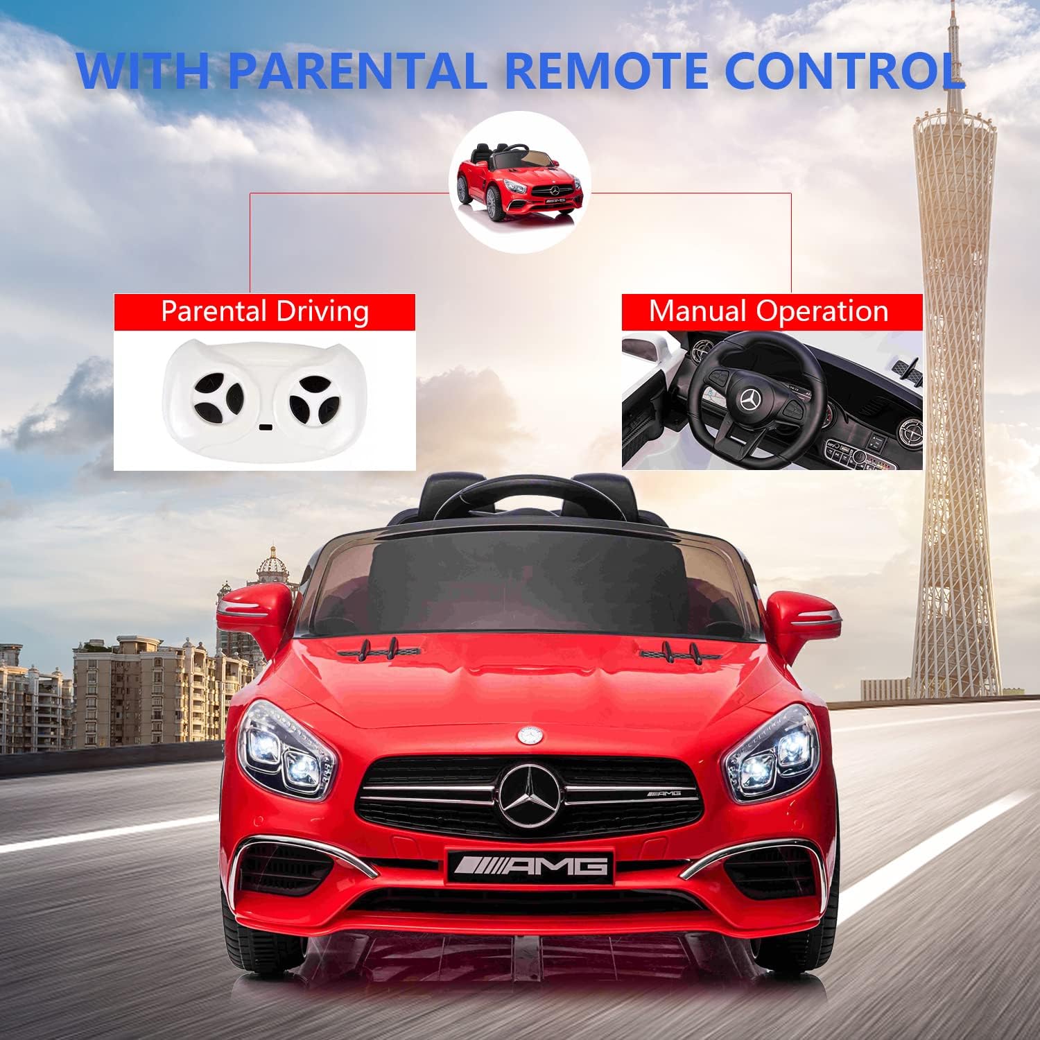 Coche eléctrico para niños de 12 V con control remoto para padres, ruedas eléctricas, 2 plazas, música, regalos de cumpleaños de Navidad para niños
