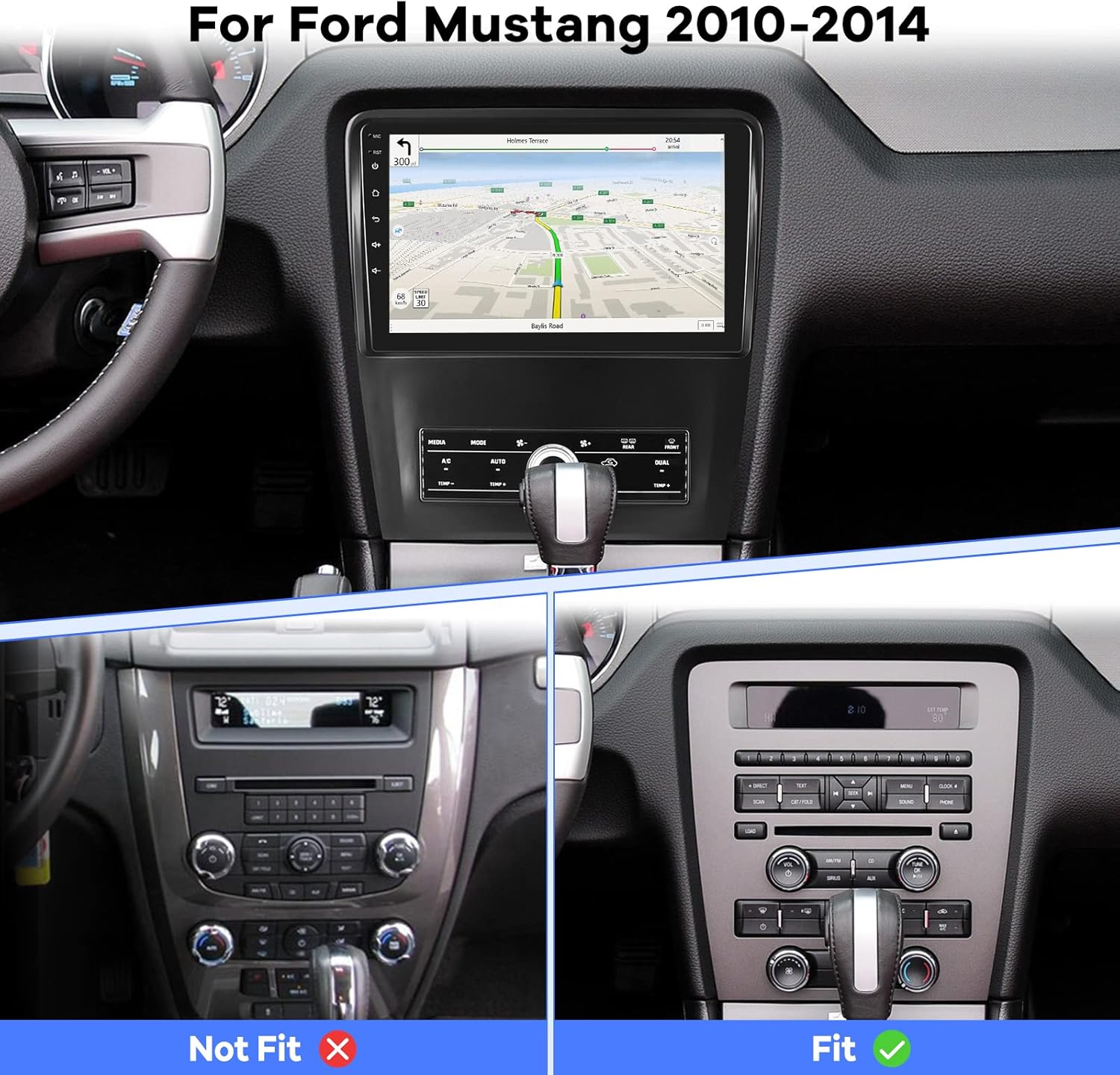 2G+64G Radio de coche para Ford Mustang 2010-2014, 10.1 pulgadas Android 13 pantalla táctil estéreo del coche, Apple CarplayAndroid Auto1080PHi-Fi