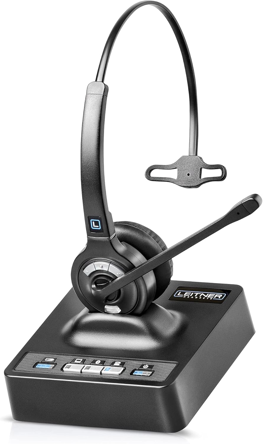 LH370 Auriculares inalámbricos de oficina 3 en 1 con micrófono – Computadora, teléfono y teléfono celular – Garantía de 5 años – Oreja única