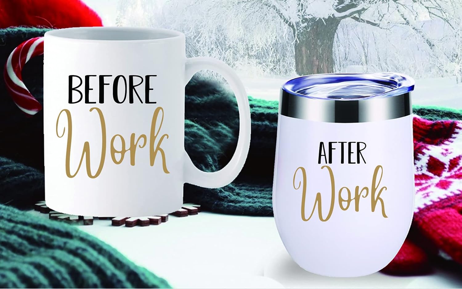 Before Work After Work – Taza de café de 11 onzas y vaso de vino de 12 onzas, regalos para compañeros de trabajo, amigos, profesores, médicos,