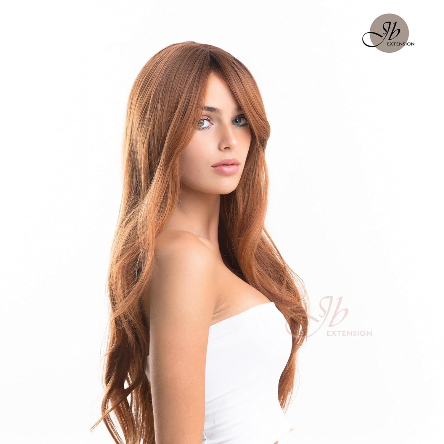 CICILIA – Peluca de cobre con flequillo en capas para usar y llevar, pelucas sin pegamento para mujer, pelucas sintéticas naturales largas y rizadas