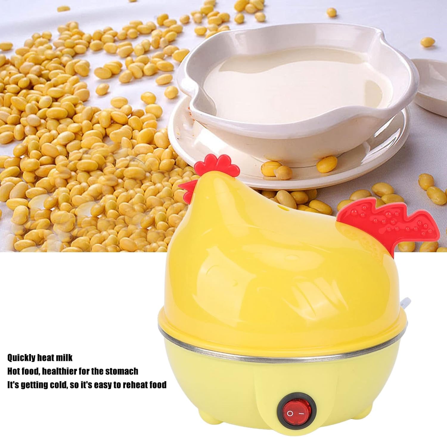 Cocina eléctrica de huevos, olla de huevos hervidos multifuncional, caldera rápida de huevos en forma de pollo, mini máquina de desayuno de apagado