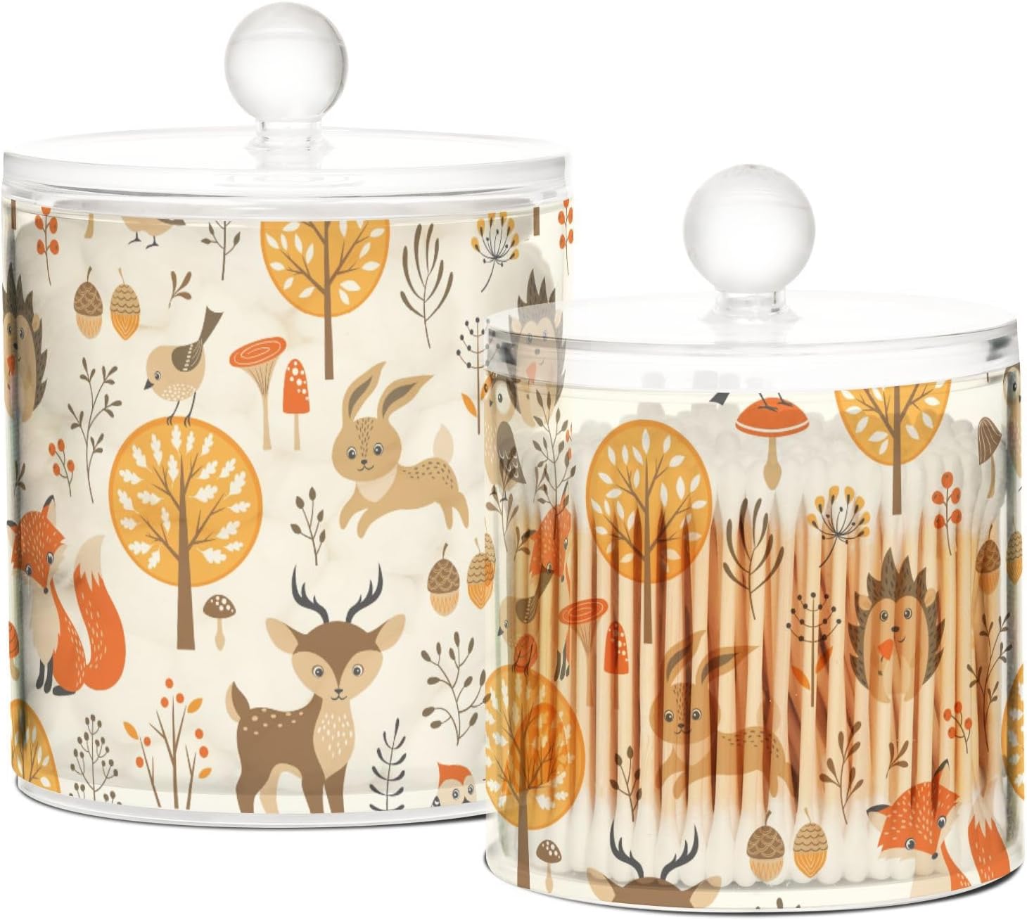Autumn Forest Animals Jars with Lids Bathroom Canisters Decorative Jars Laundry Pods Container Cotton Pad Dispenser for Dorm Room Essentials for