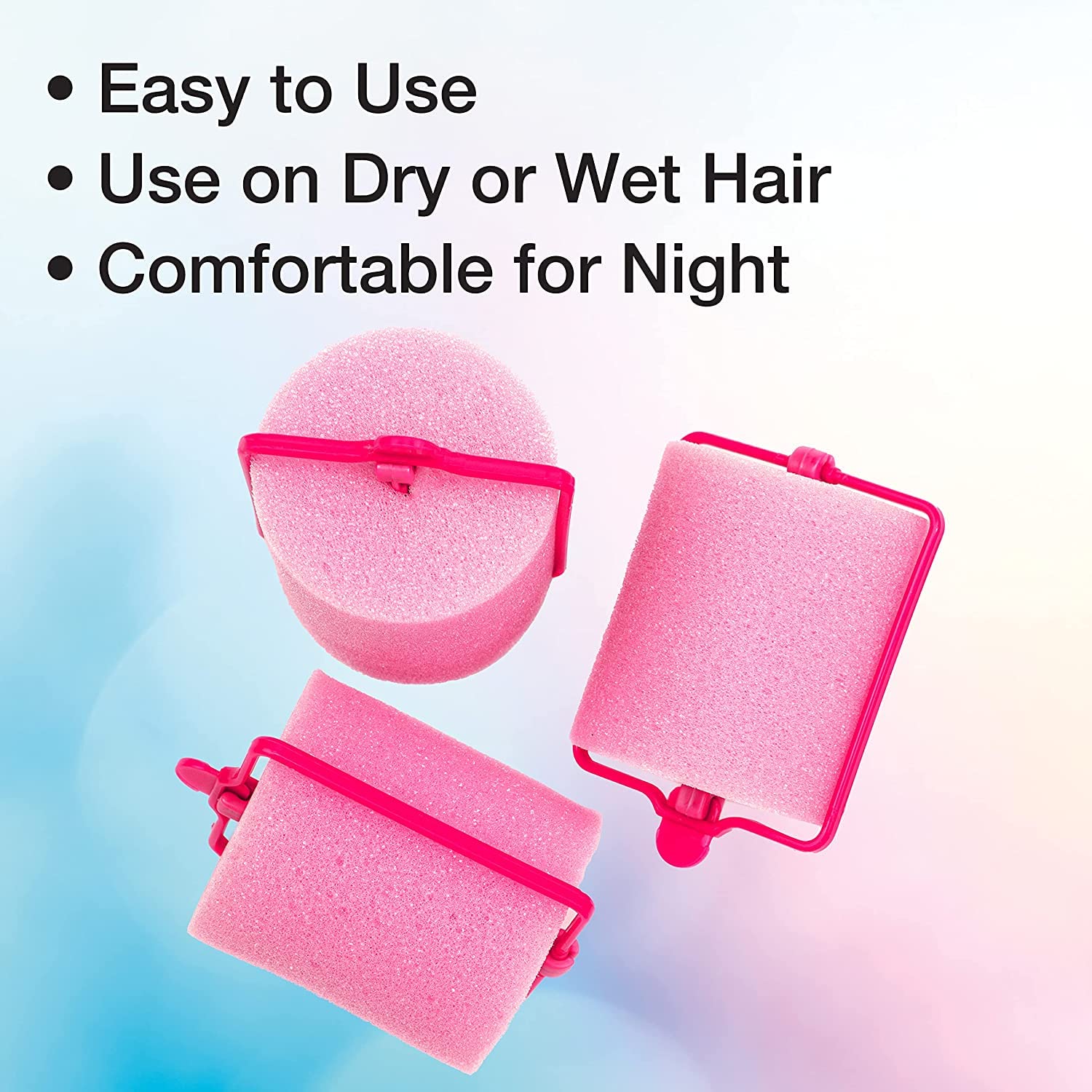 Conair Rodillos de espuma para el cabello de gran volumen, levantamiento y rizo, rodillos de espuma, rizadores de pelo en tamaño grande, rosa,