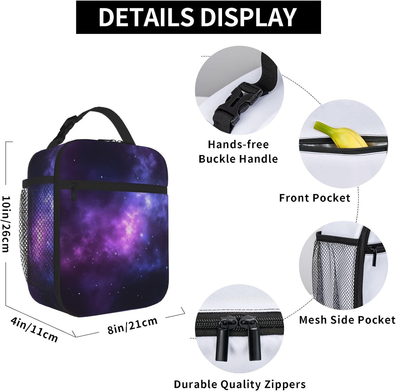 Magic Galaxy Sky – Lonchera térmica para mujeres y hombres, reutilizable, a prueba de fugas, bolsa de almuerzo refrigerante, portátil, para viajes,