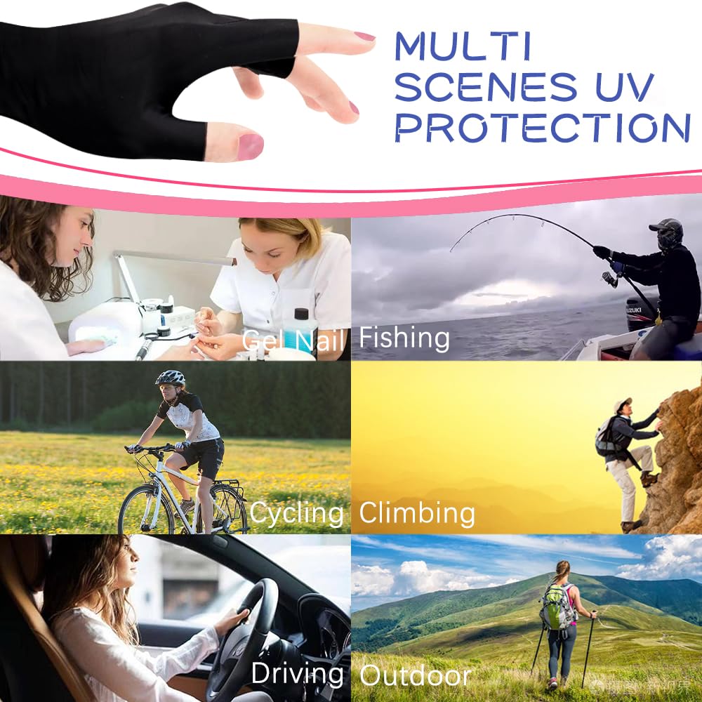 4 unidades (2 pares) de guantes UV para uñas guantes anti UV UPF 50+ para lámpara de uñas de gel, guantes de protección para manicuras y cuidado de